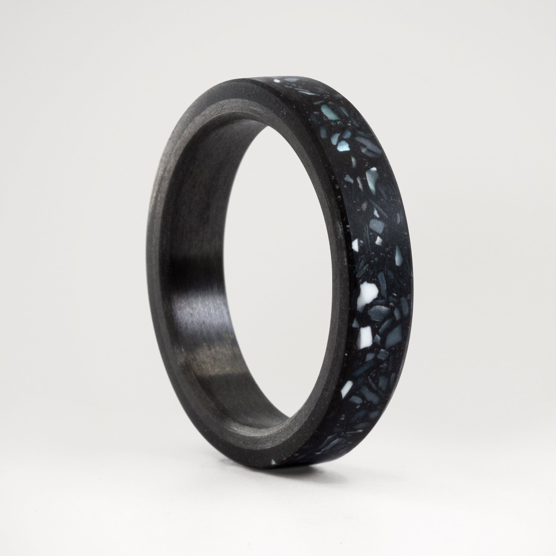 pearly black concrete and carbon fiber ring