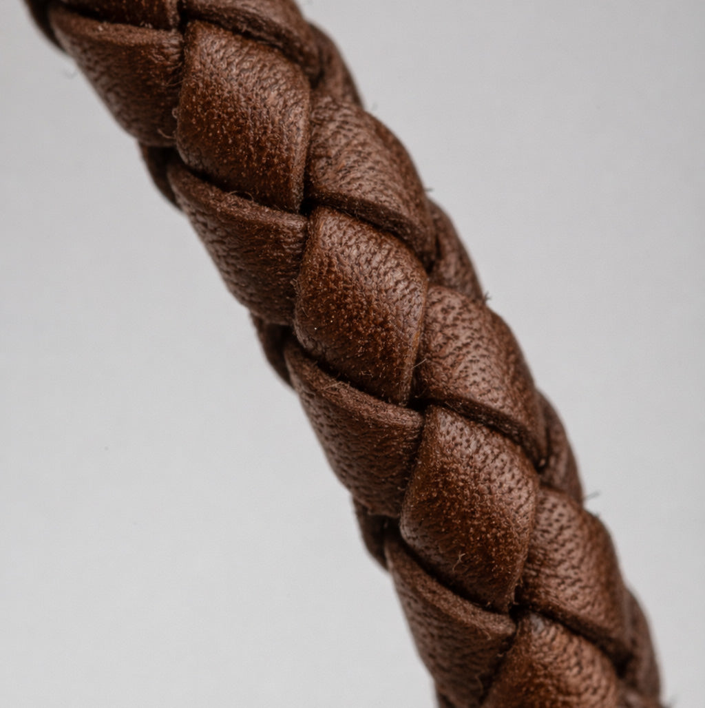 Braided Brown Leather Bracelet in 100% Argentine Leather and Titanium