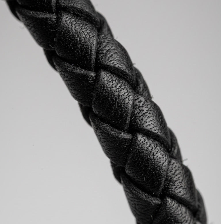 Black Braided Leather Bracelet in 100% Argentine Leather and Titanium