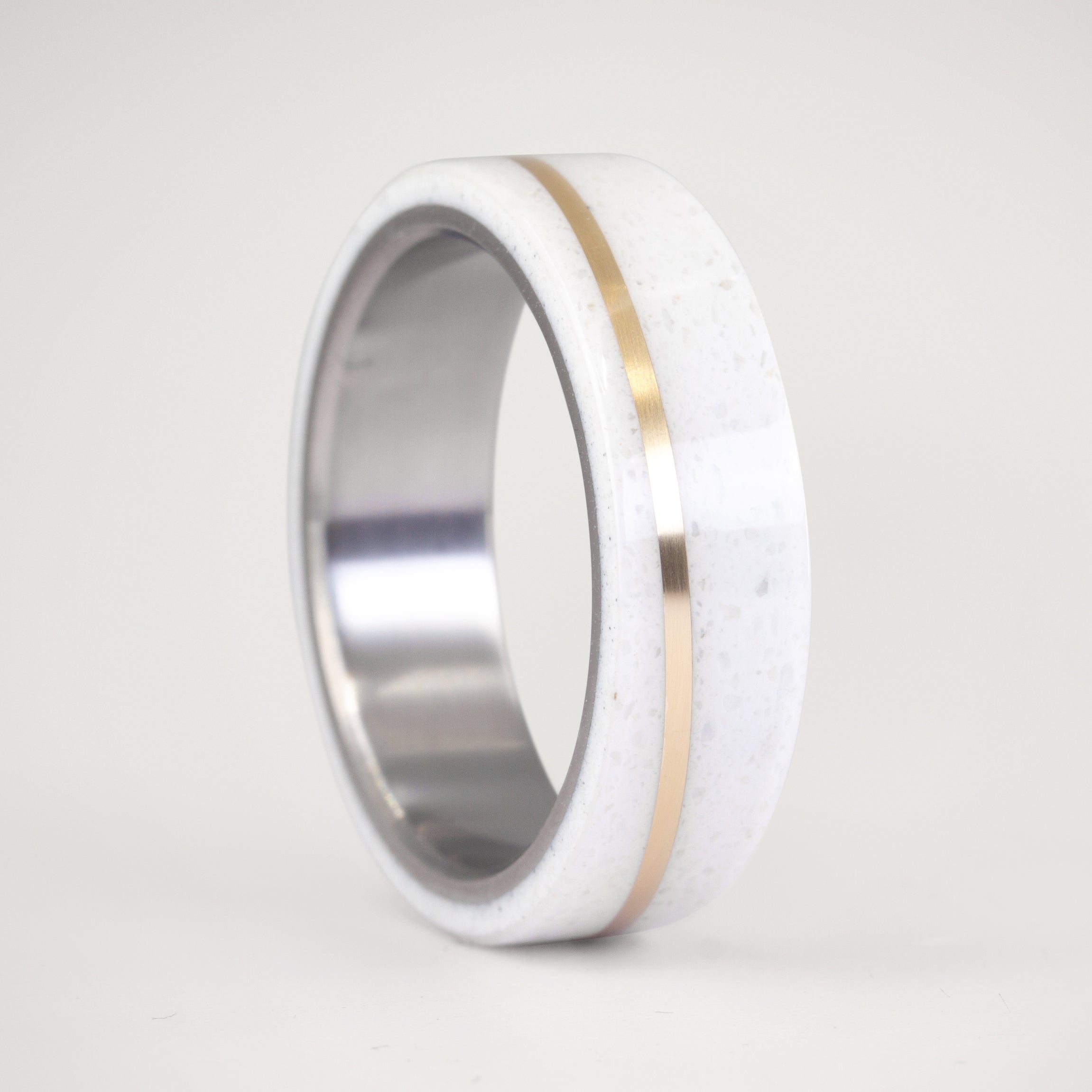 Carrara marble 18K GOLD and titanium Ring