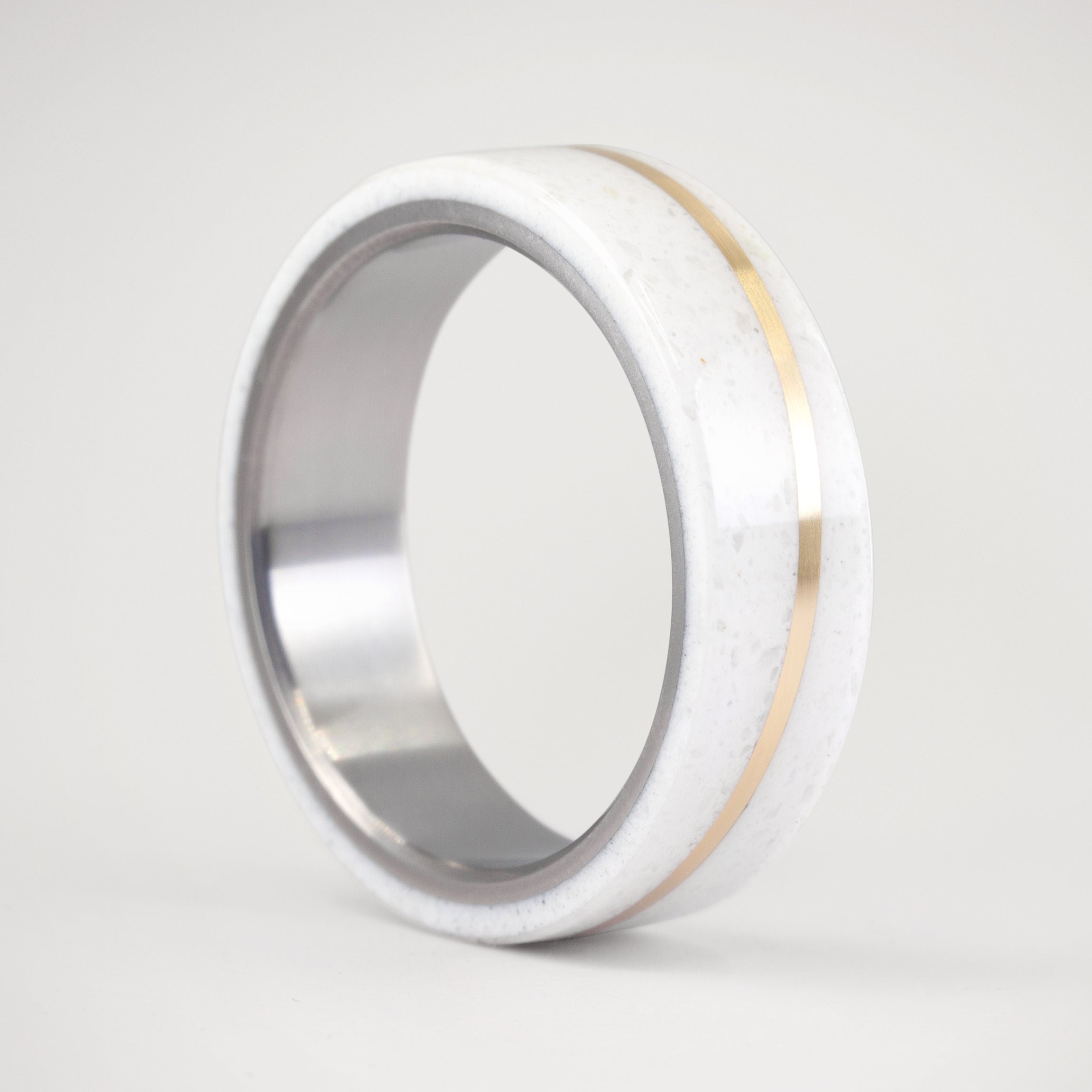 Carrara marble 18K GOLD and titanium Ring