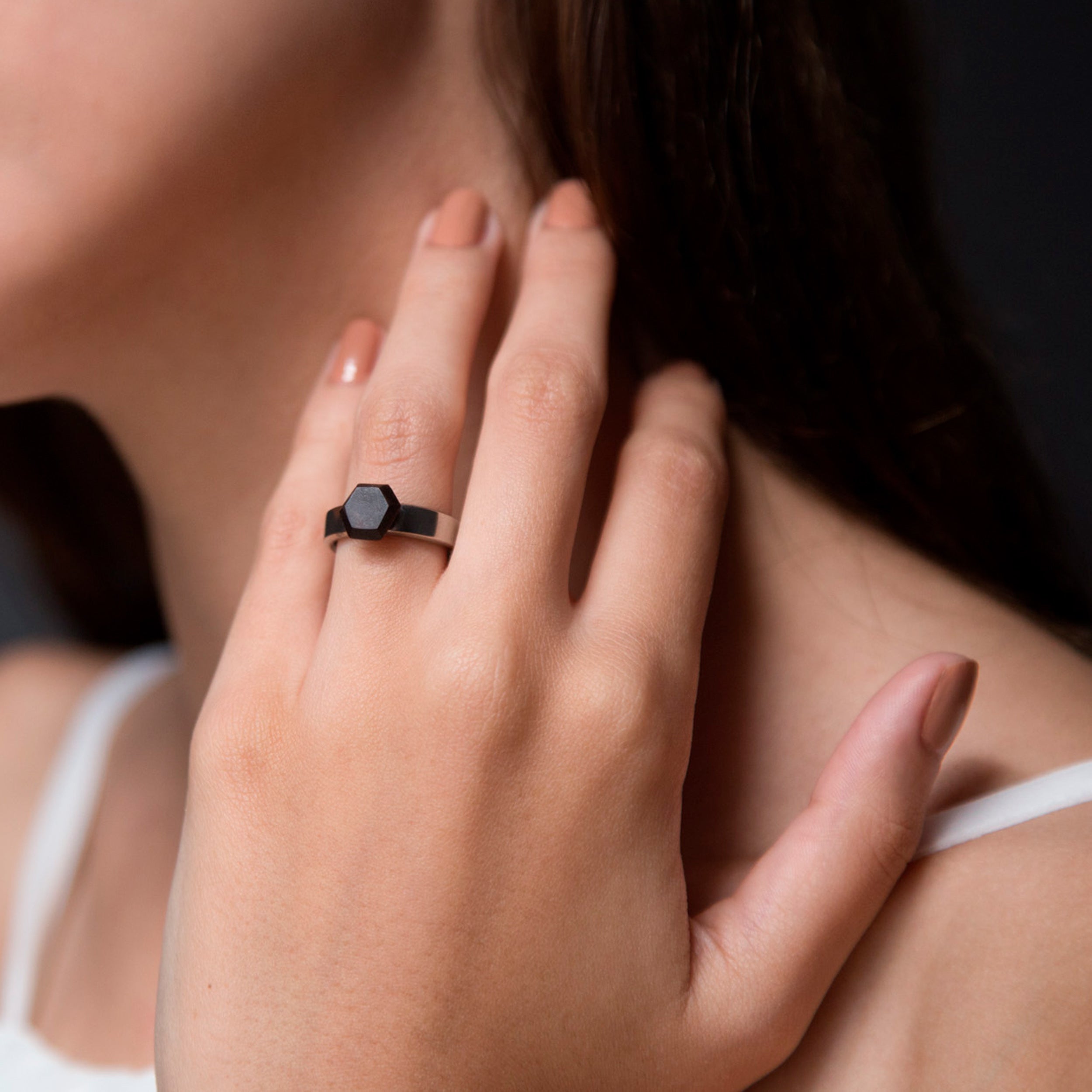 Alternative Solitaire Lapacho Wood diamond Ring