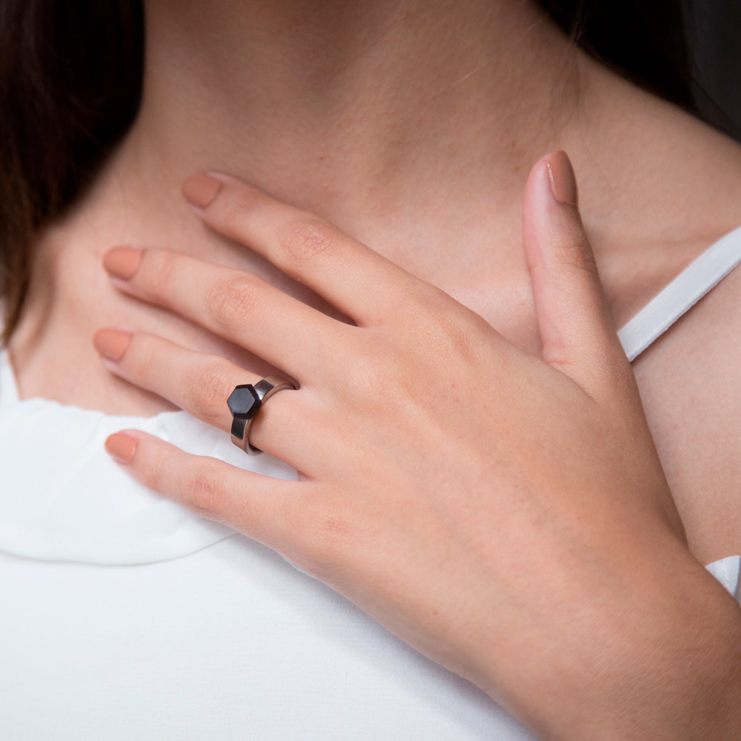 Alternative Solitaire Lapacho Wood diamond Ring