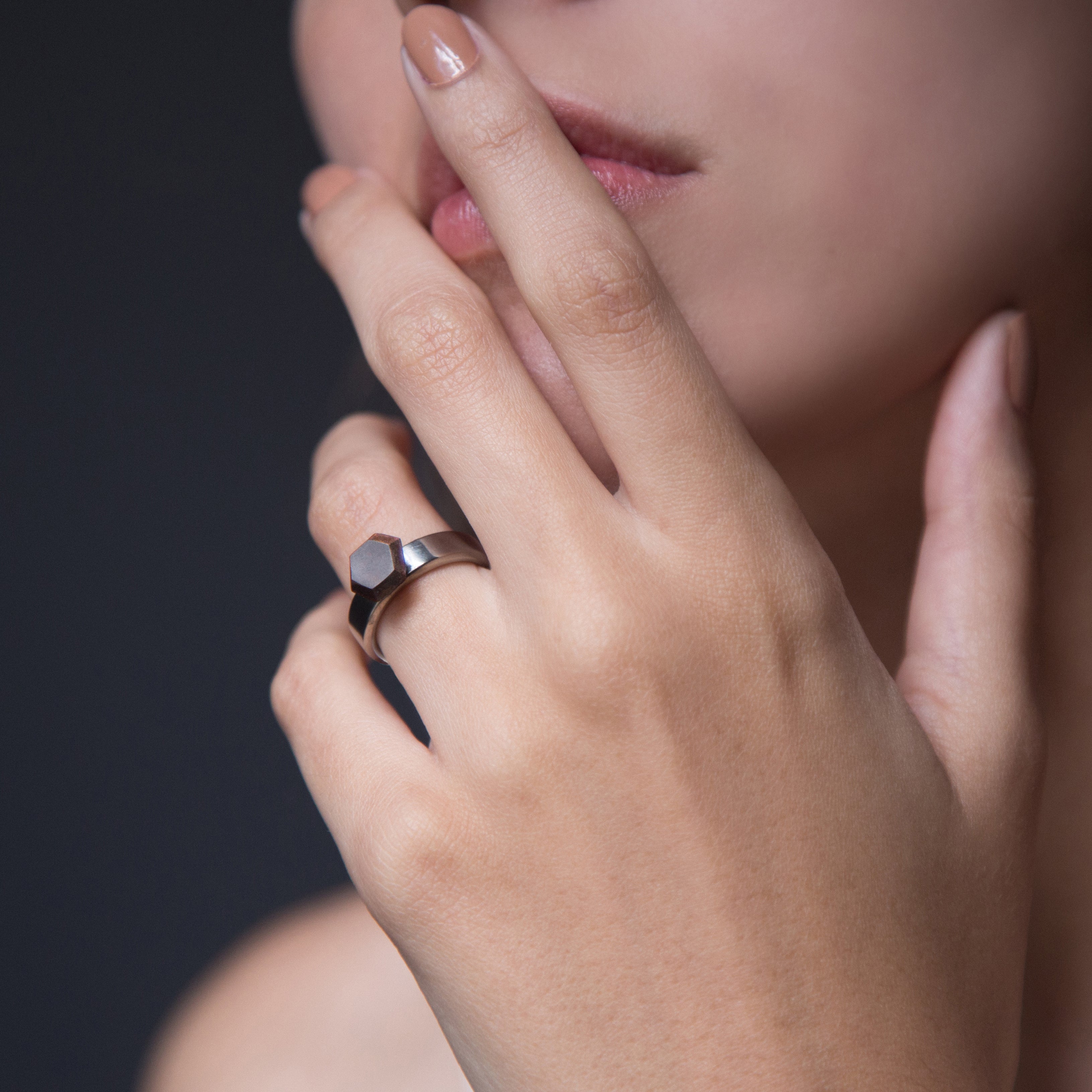 Alternative Solitaire Lapacho Wood diamond Ring