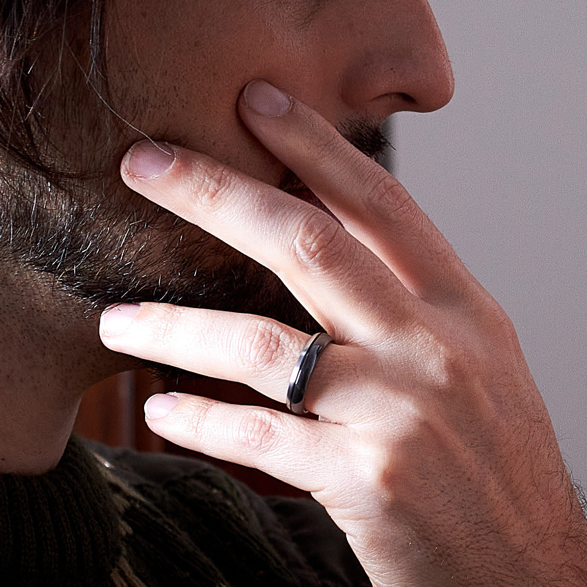 Brushed & Polished Zirconium Women Ring