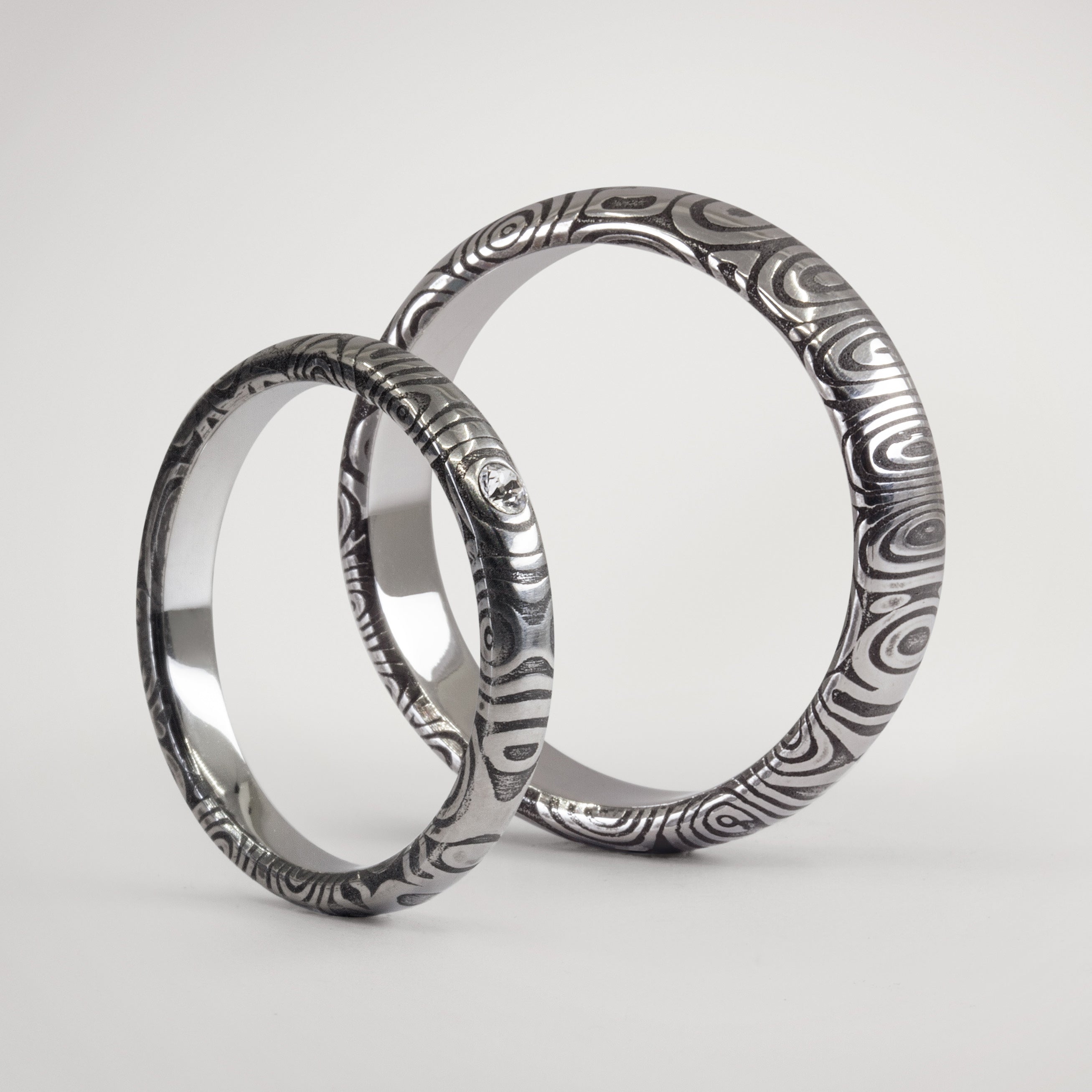 set darkened Damascus steel