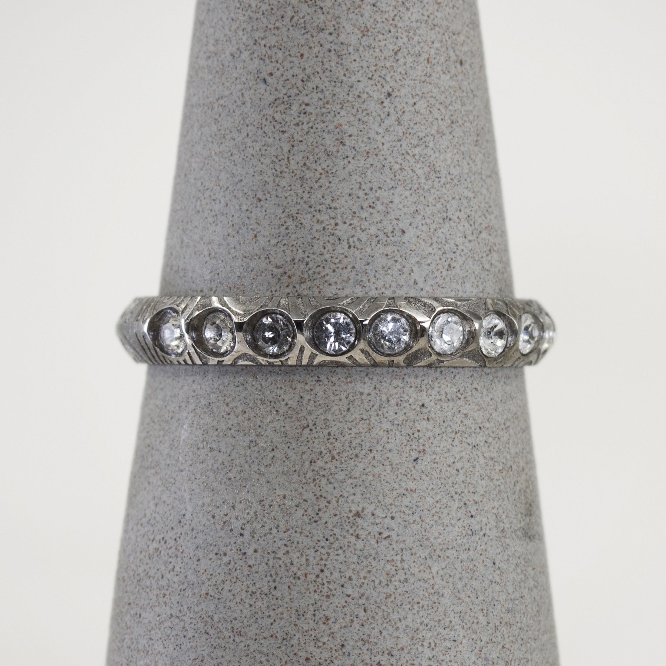 Half Eternity damascus steel ring