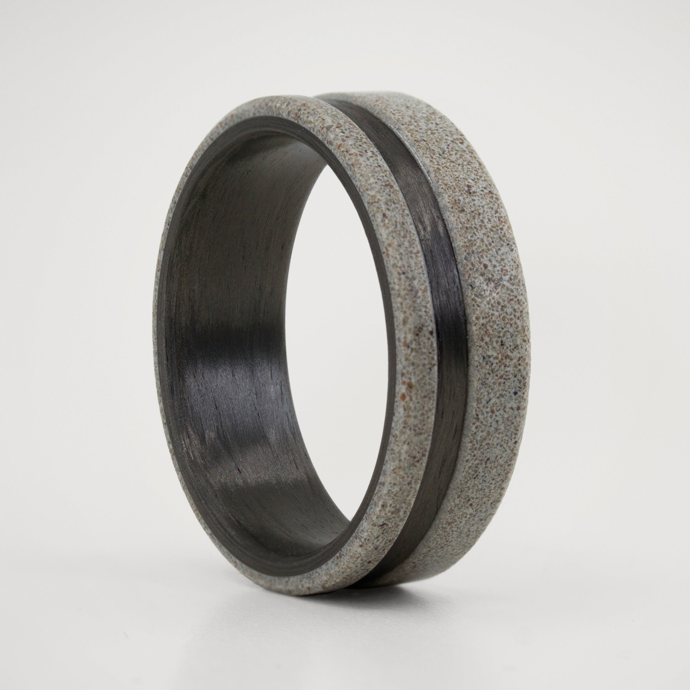 Gray concrete & Carbon fiber low relief ring