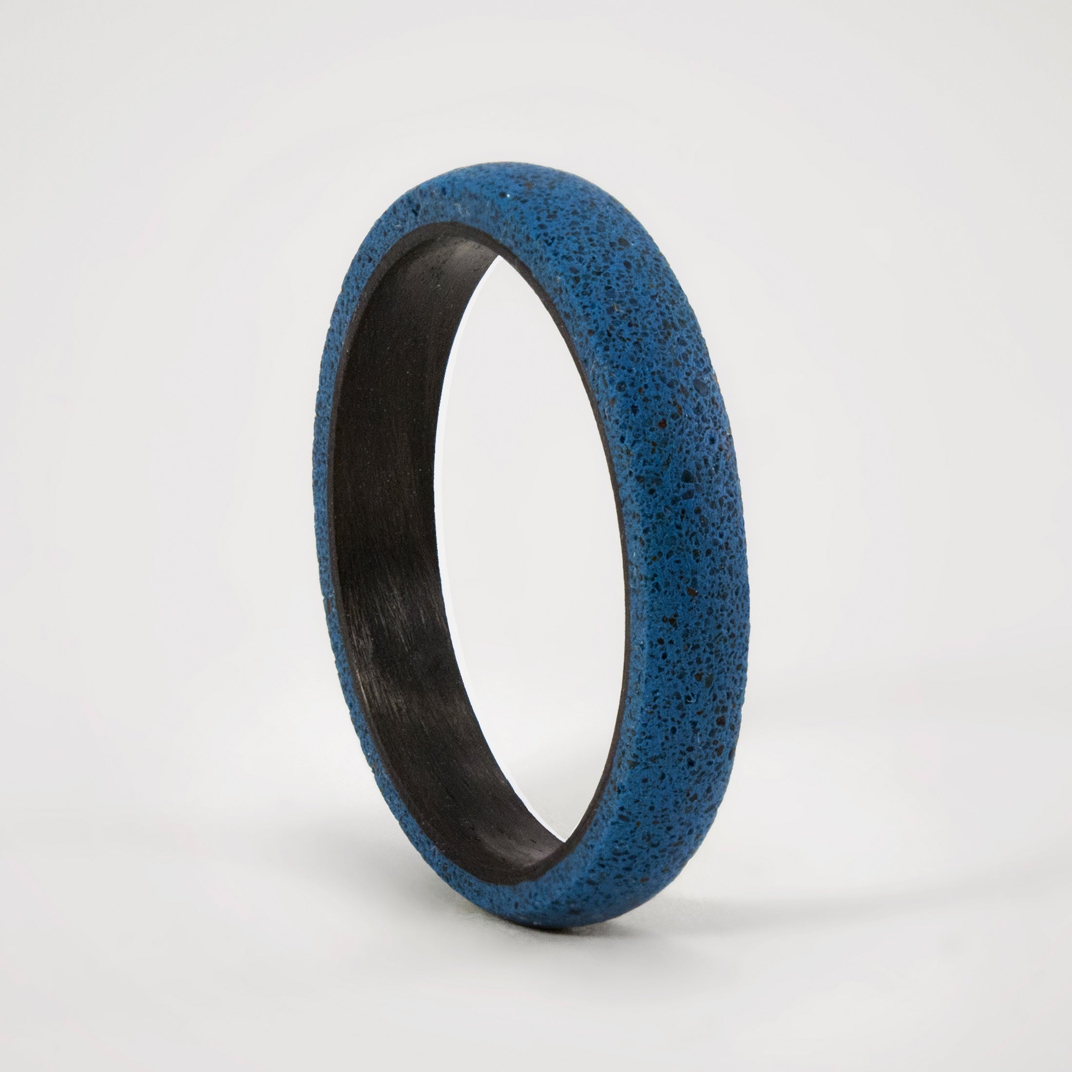 blue concrete and carbon fiber Round Ring