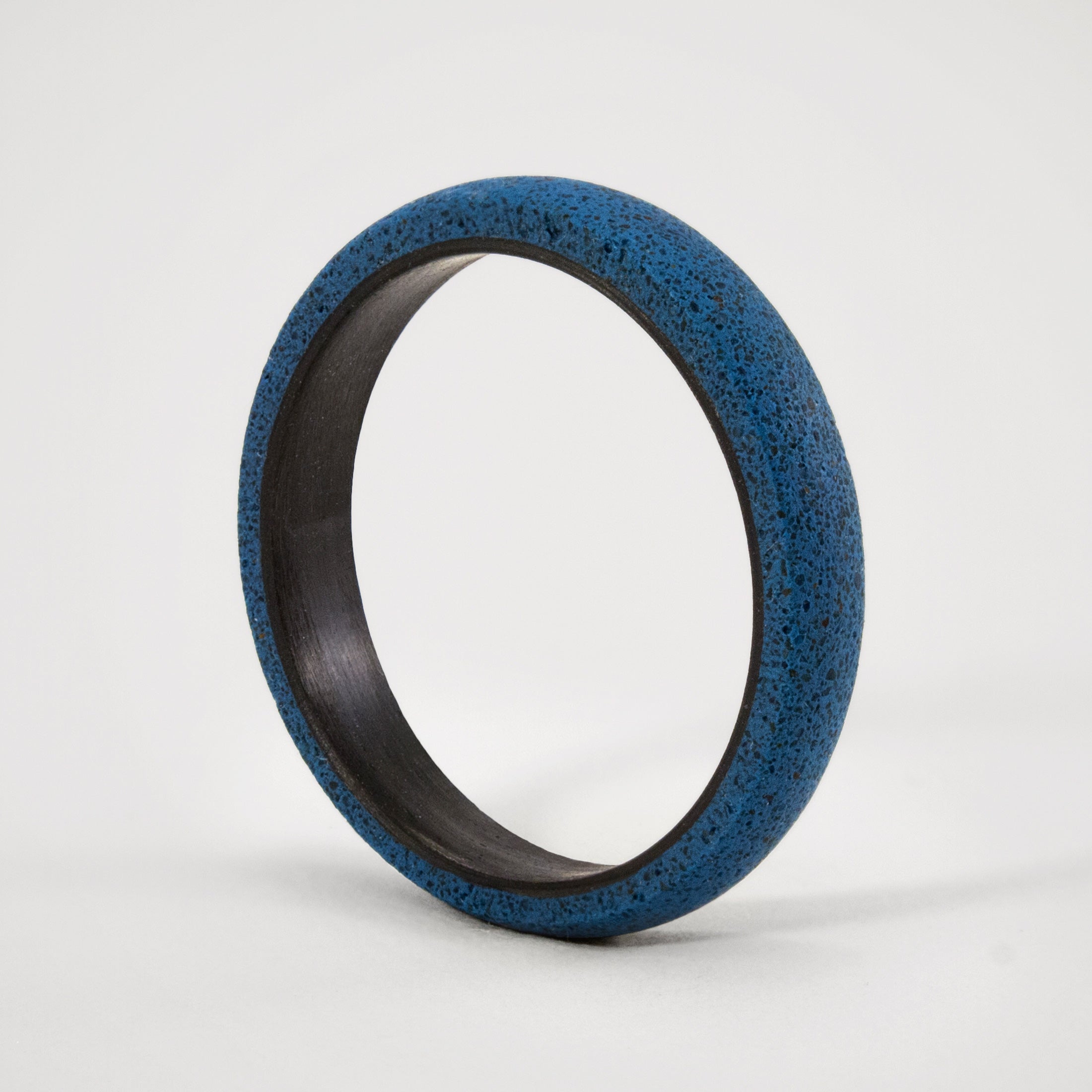 blue concrete and carbon fiber Round Ring