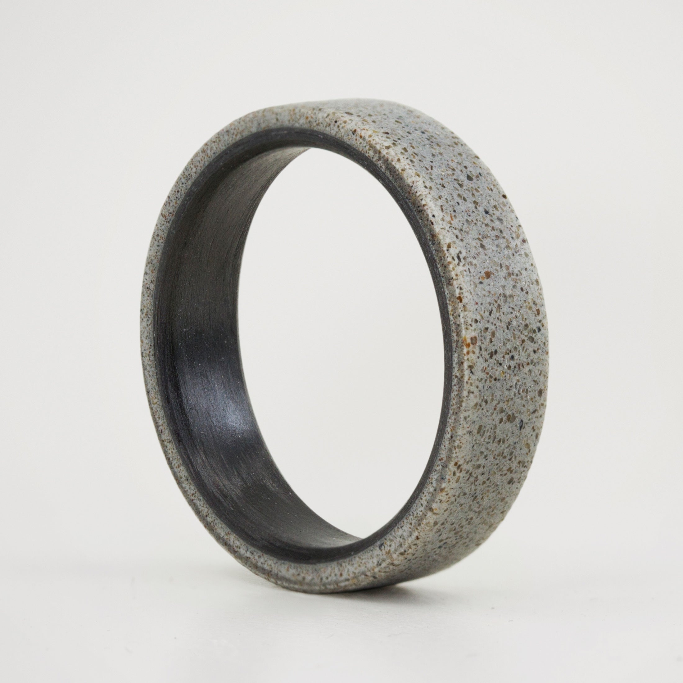 Gray concrete & carbon fiber women ring
