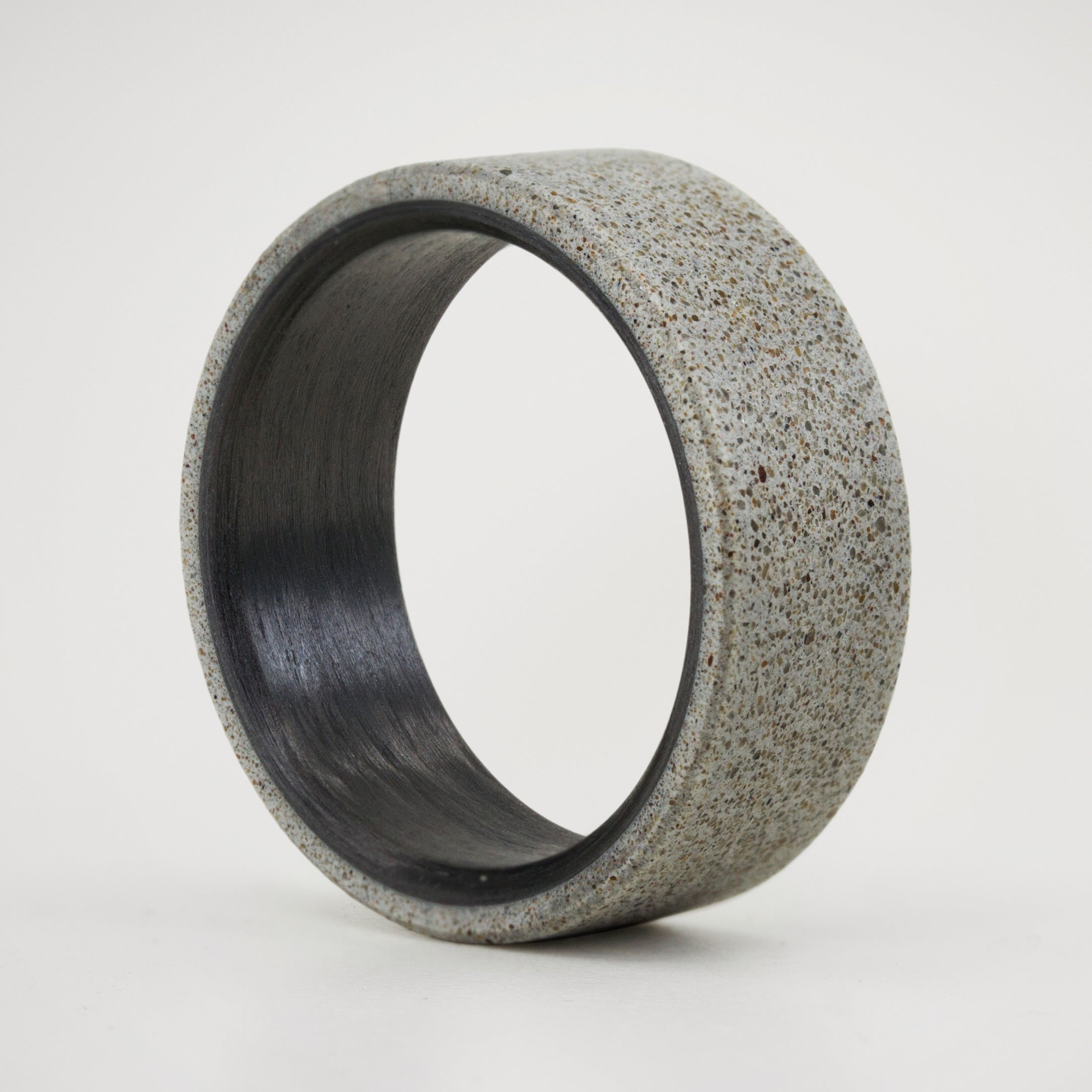 Gray concrete & carbon fiber men ring