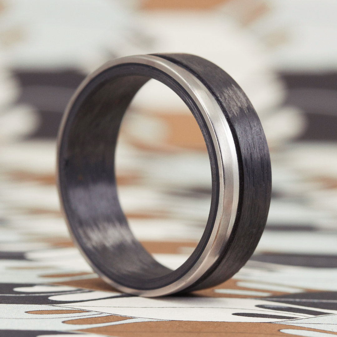 Carbon fiber and Titanium Low Relief combined Ring