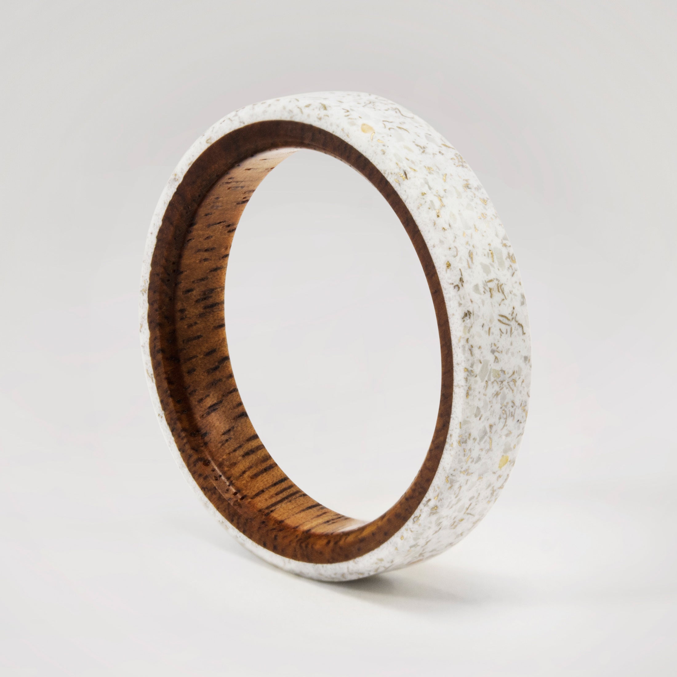 Carrara Marble bronze & wood Ring