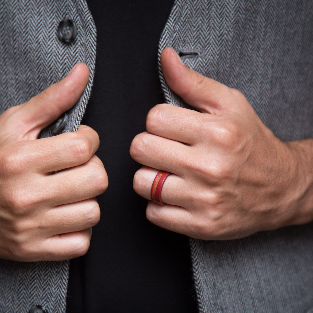 RED CONCRETE and WOOD ring