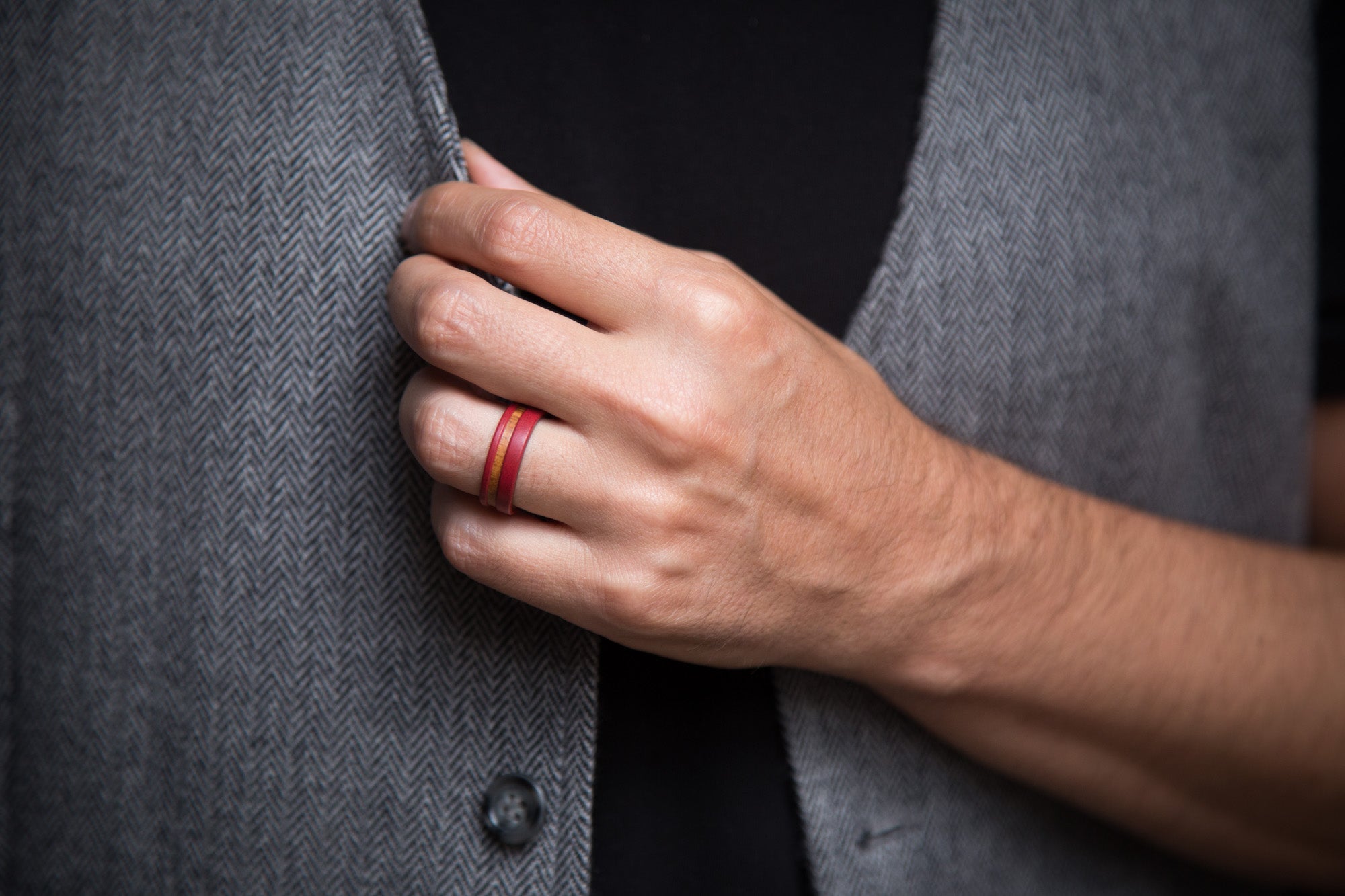 RED CONCRETE and WOOD ring