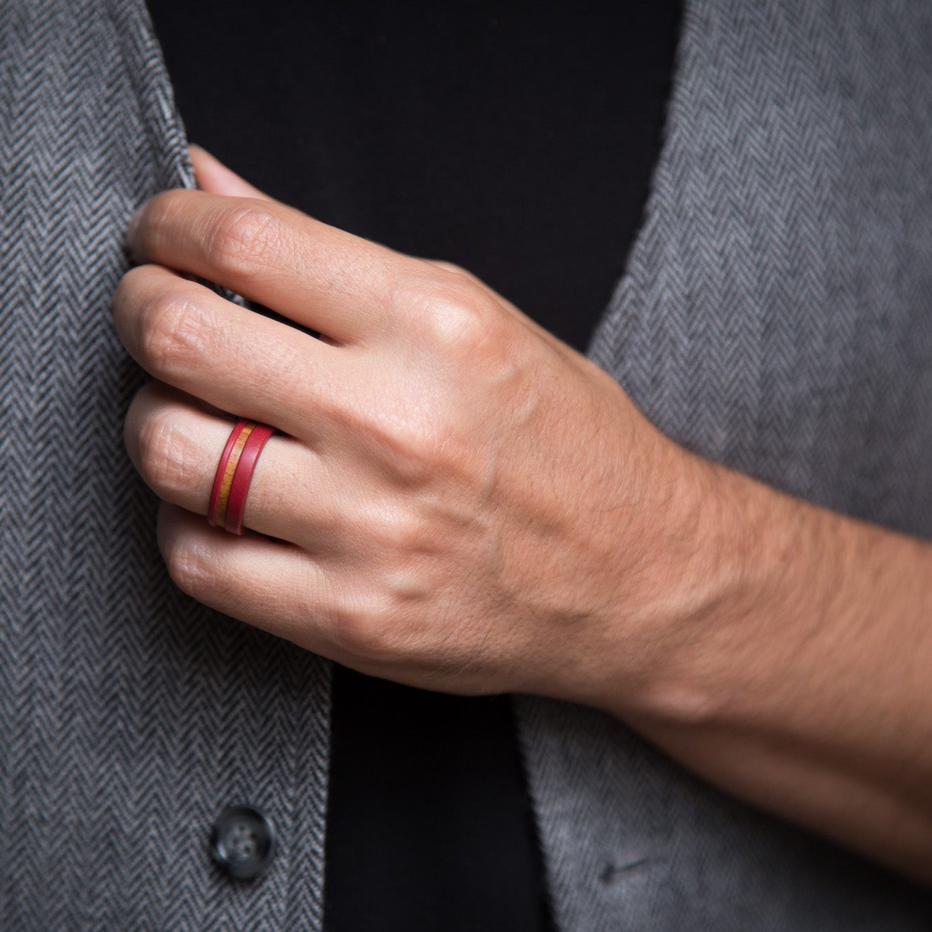 RED CONCRETE and WOOD ring