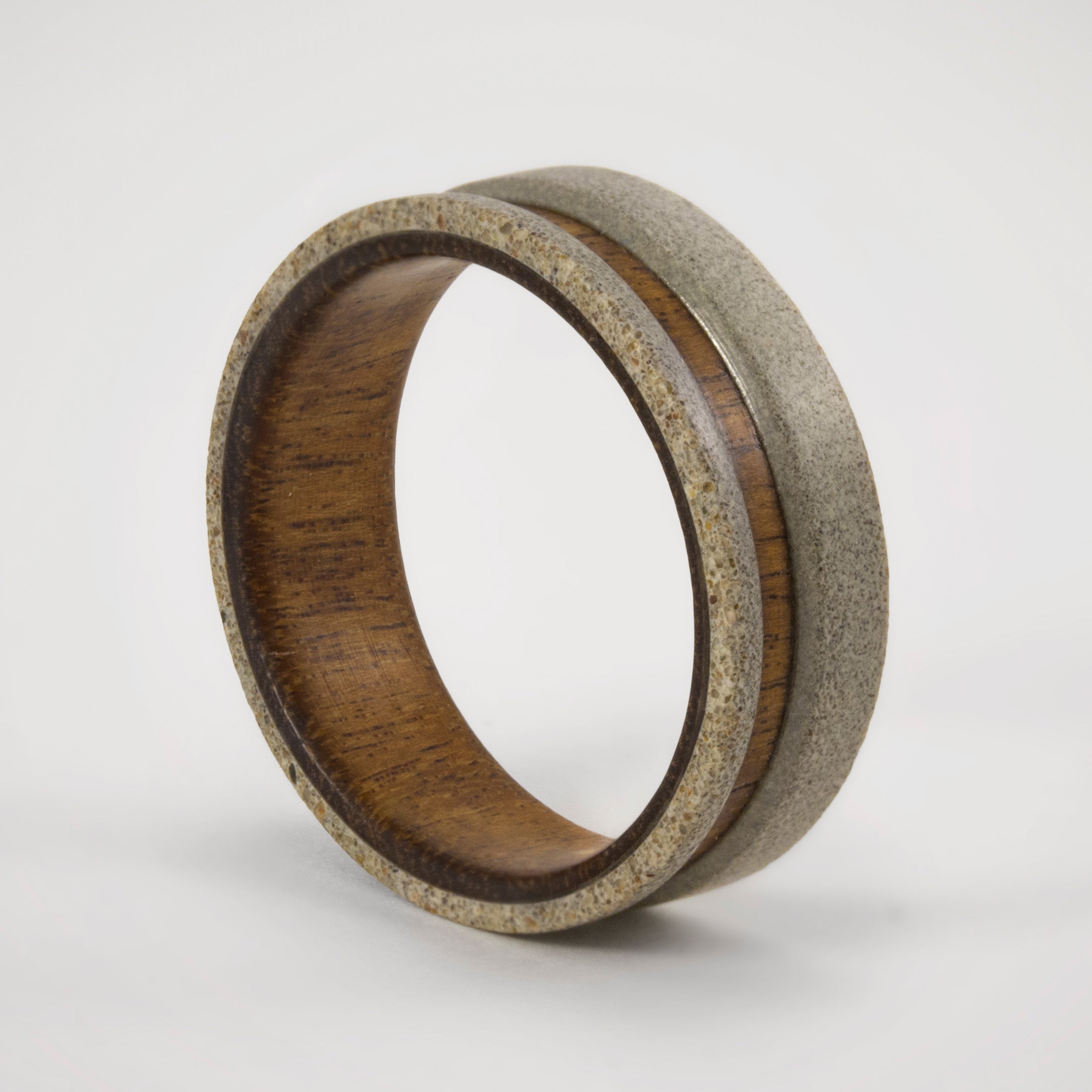Light Gray concrete and incense wood ring