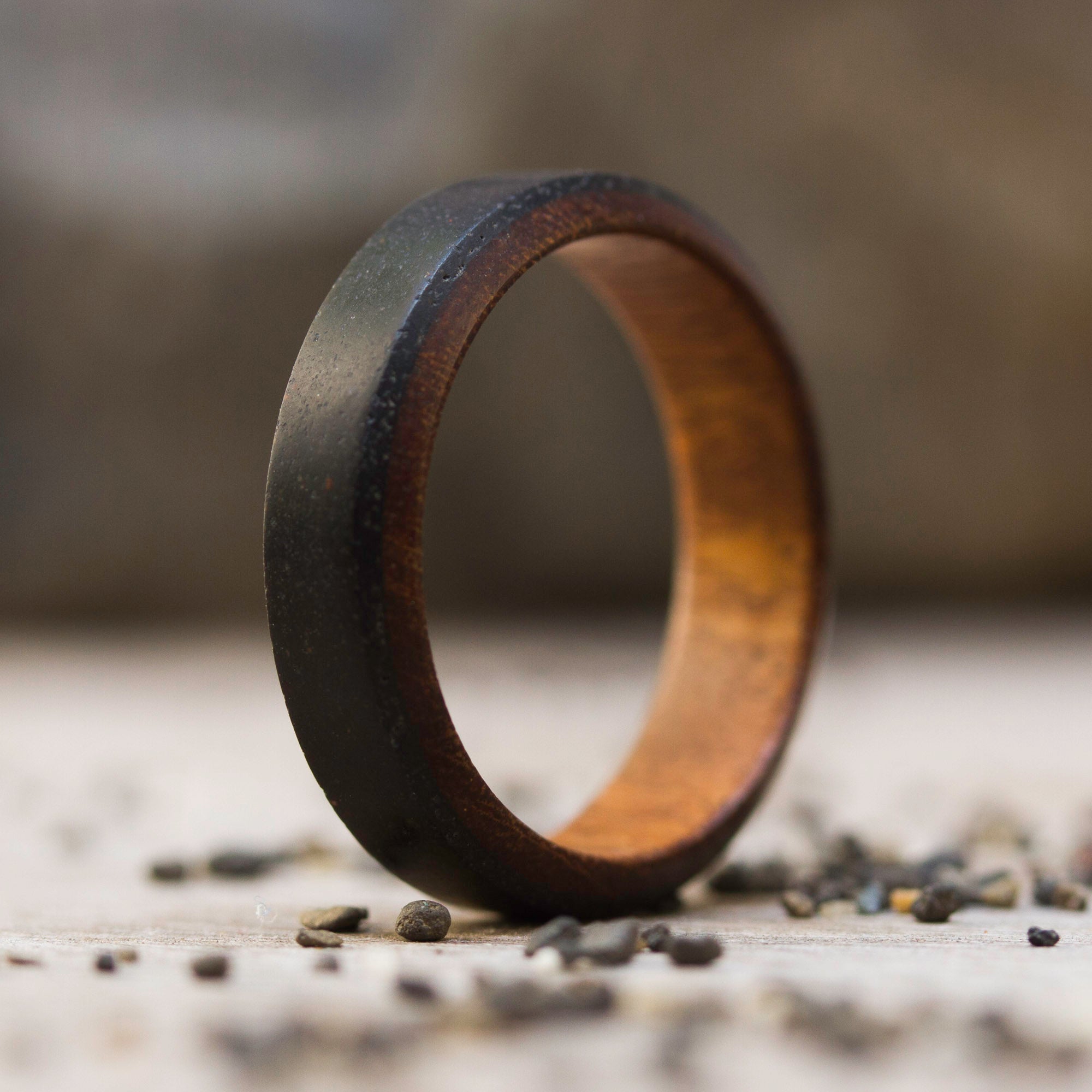 Black concrete and wood Beveled ring