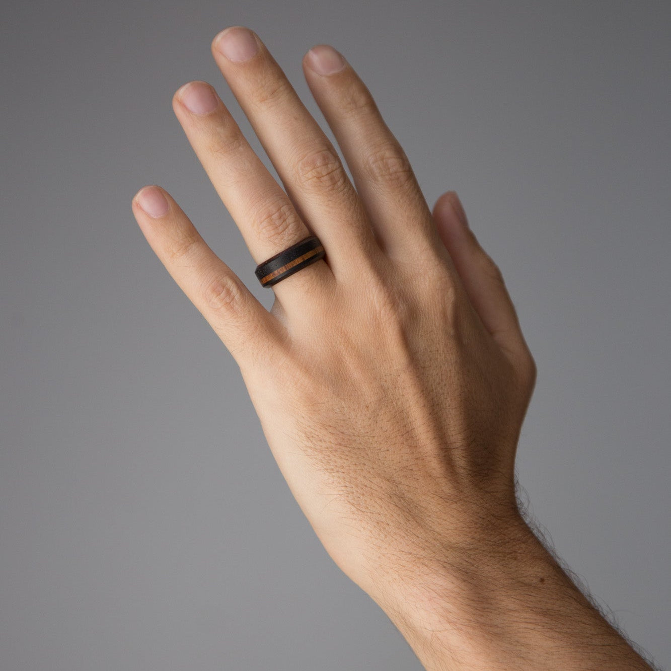 Black concrete with wood inlay Ring