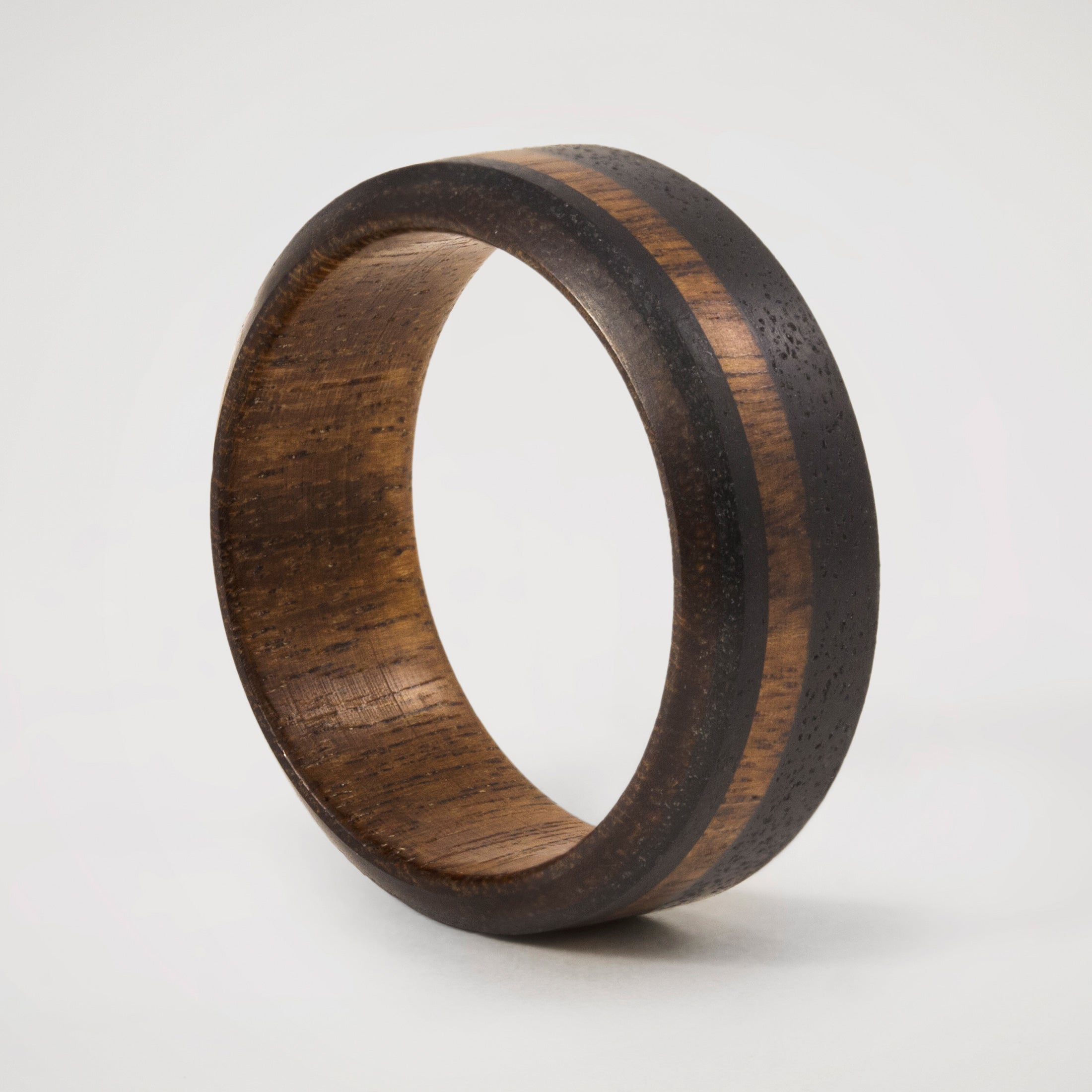 Black concrete with wood inlay Ring