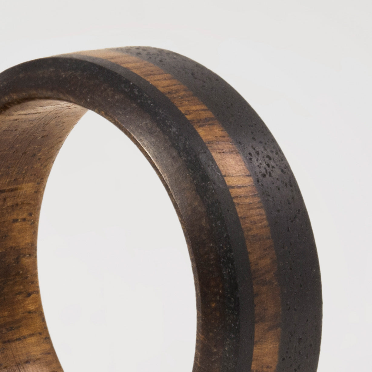 Black concrete with wood inlay Ring