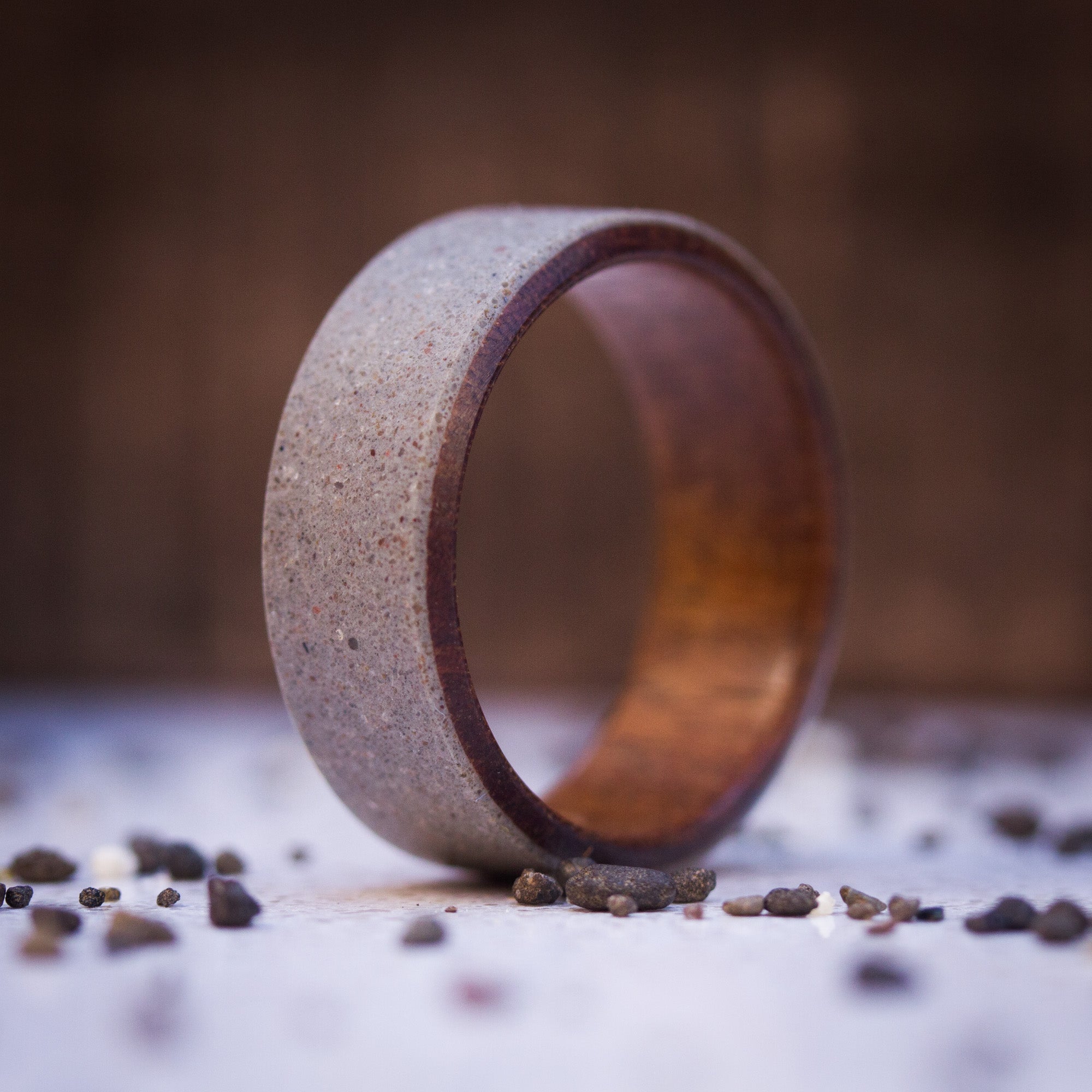 Gray concrete & incense wood ring