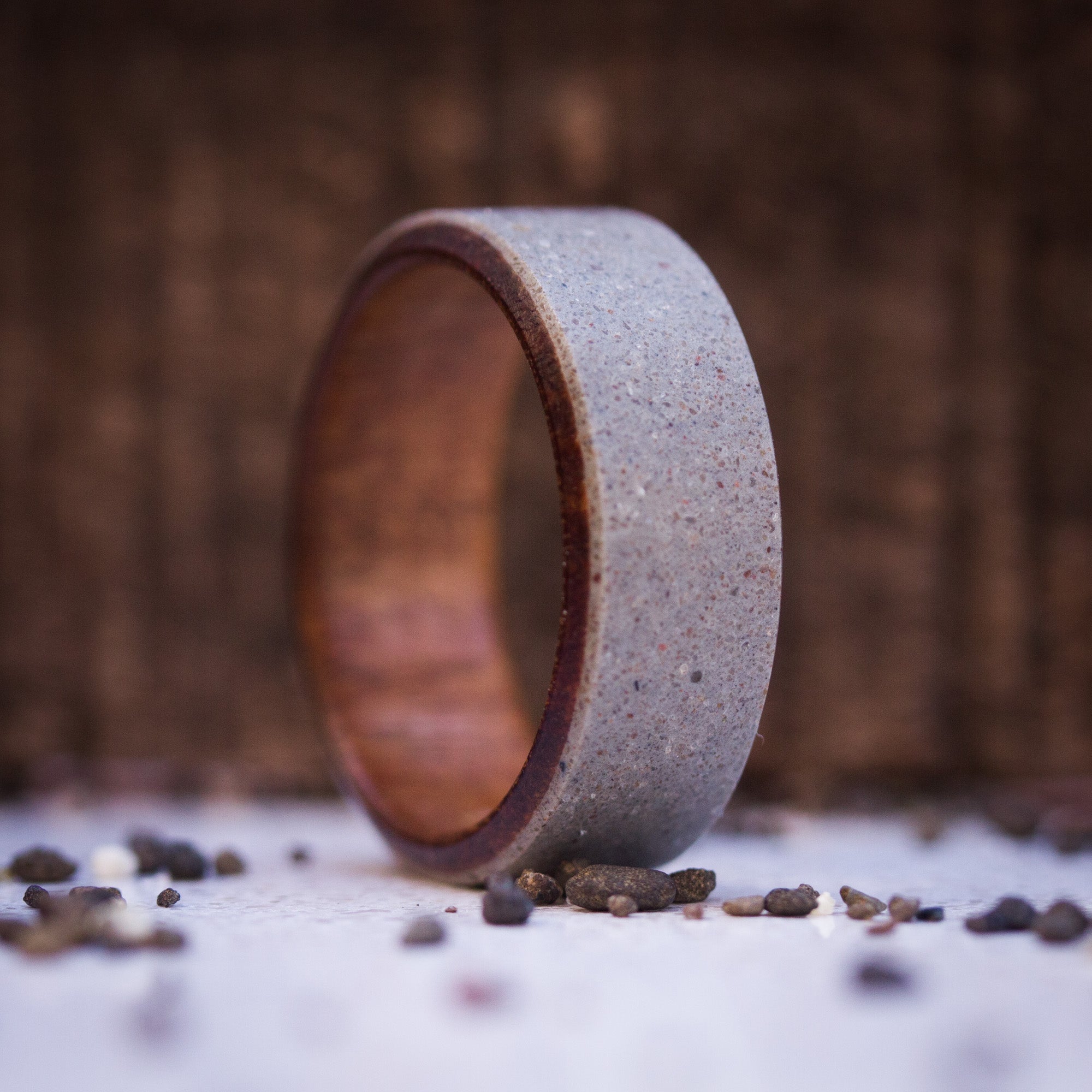 Gray concrete & incense wood ring