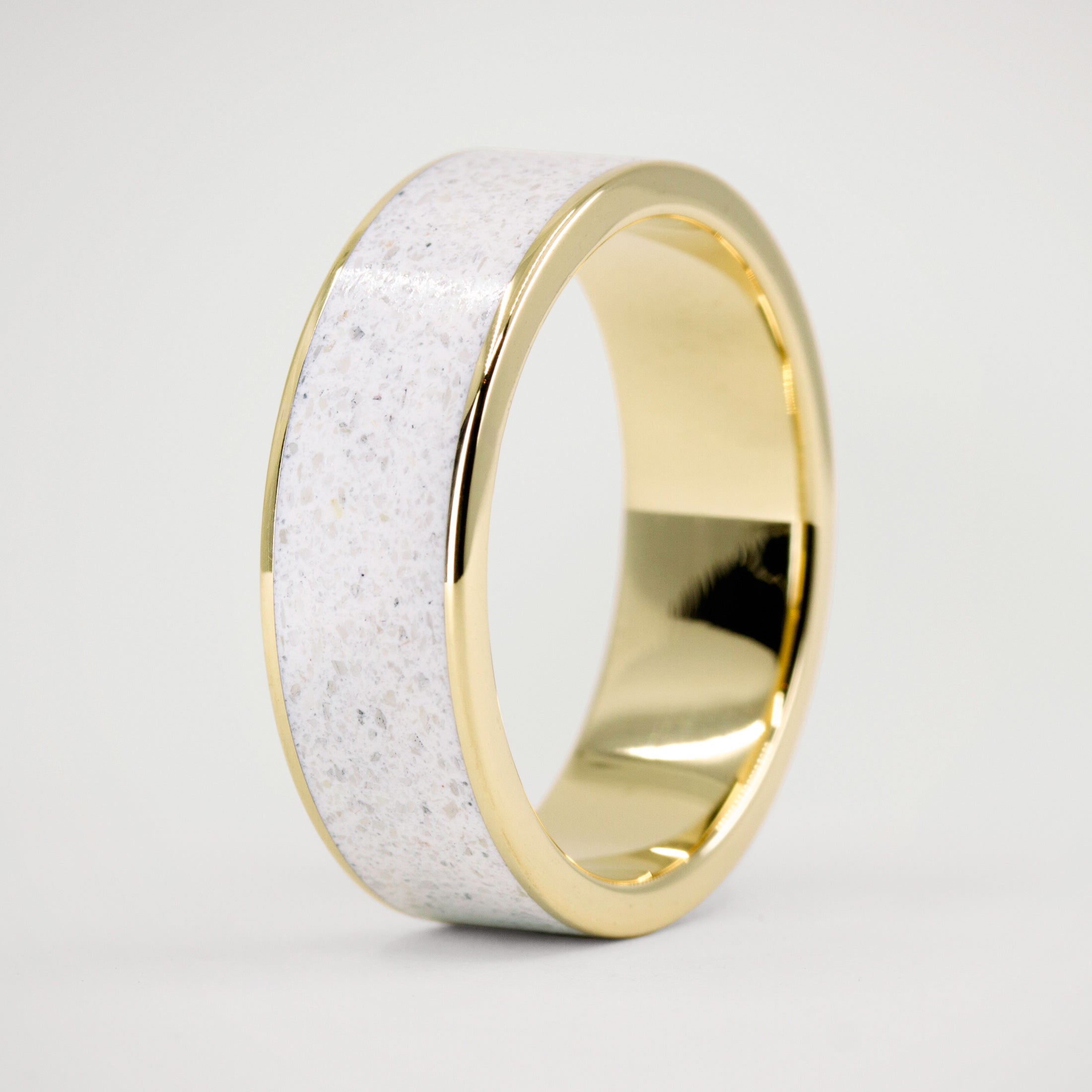 18K Gold and carrara marble Ring