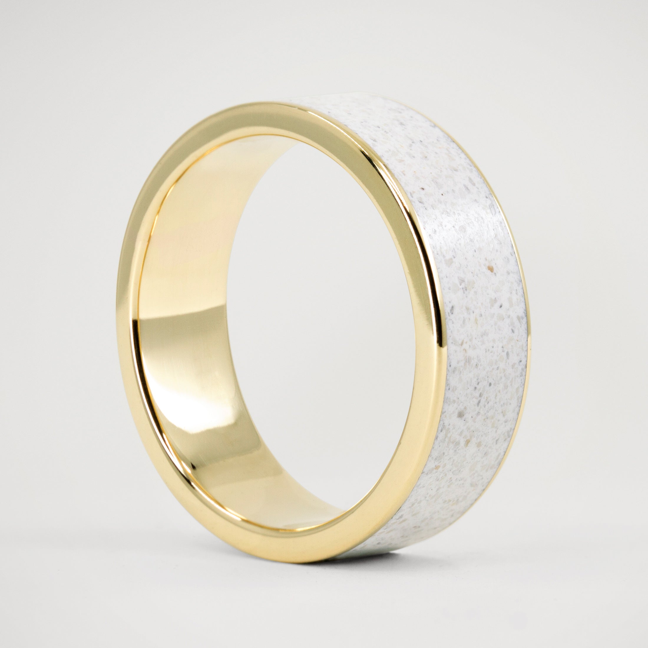 18K Gold and carrara marble Ring