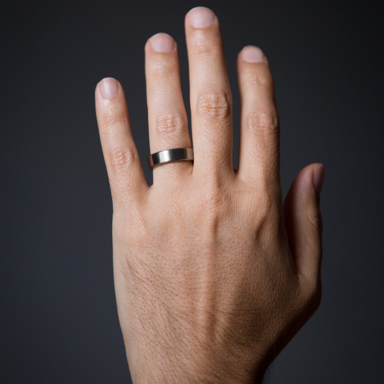 flat Matte titanium men ring