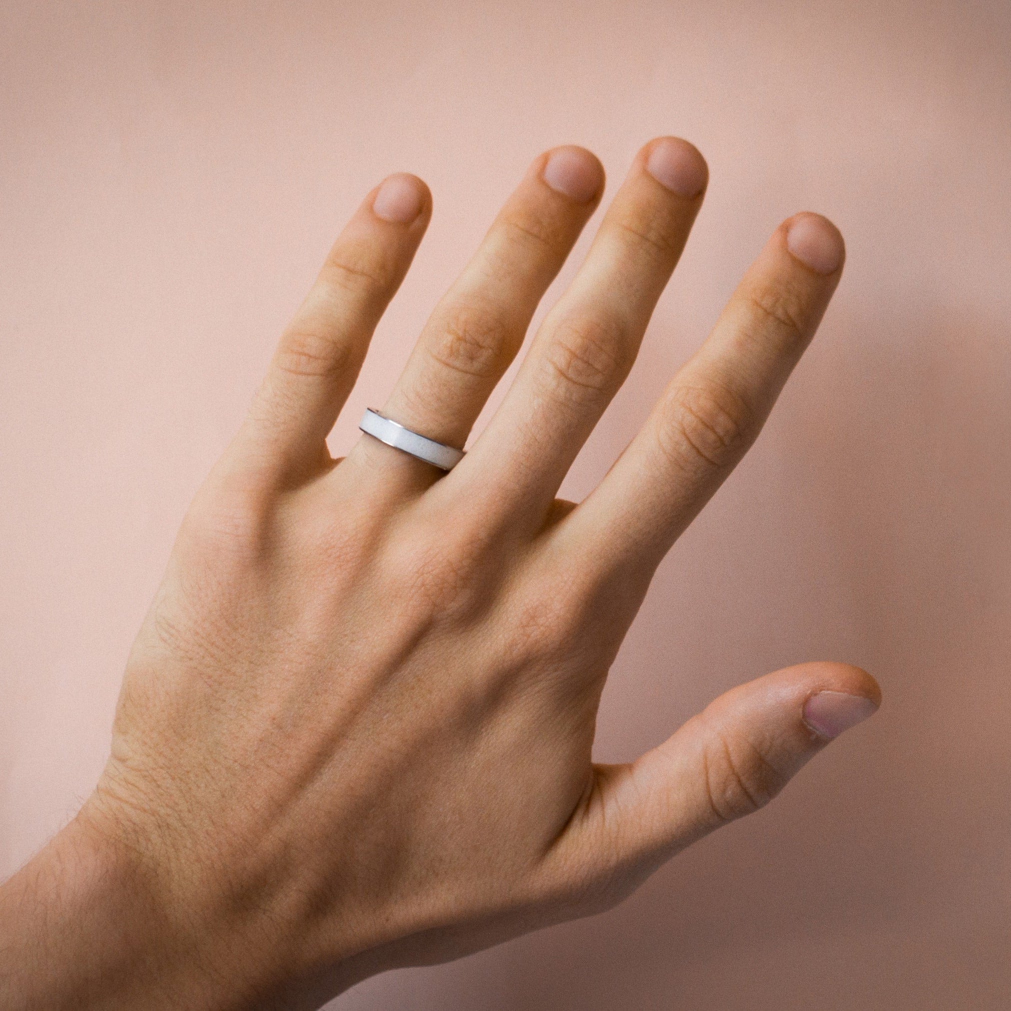 Carrara marble & titanium Ring