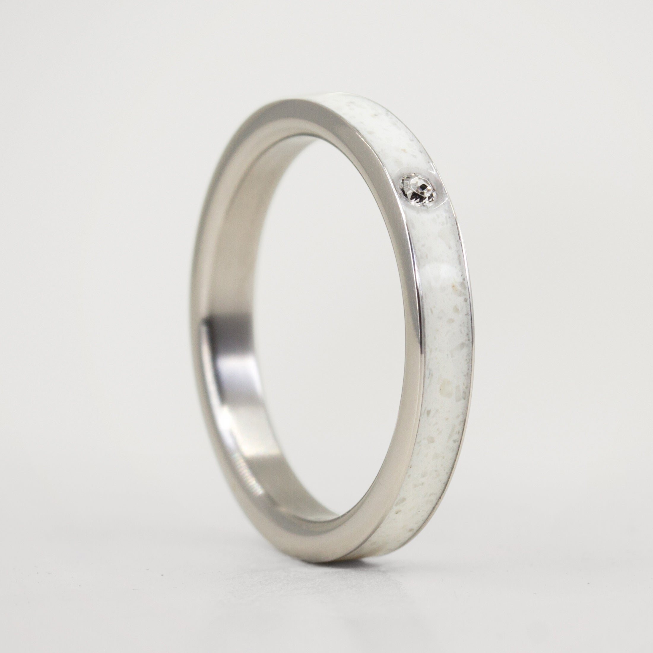 Carrara marble & titanium with crystal Ring