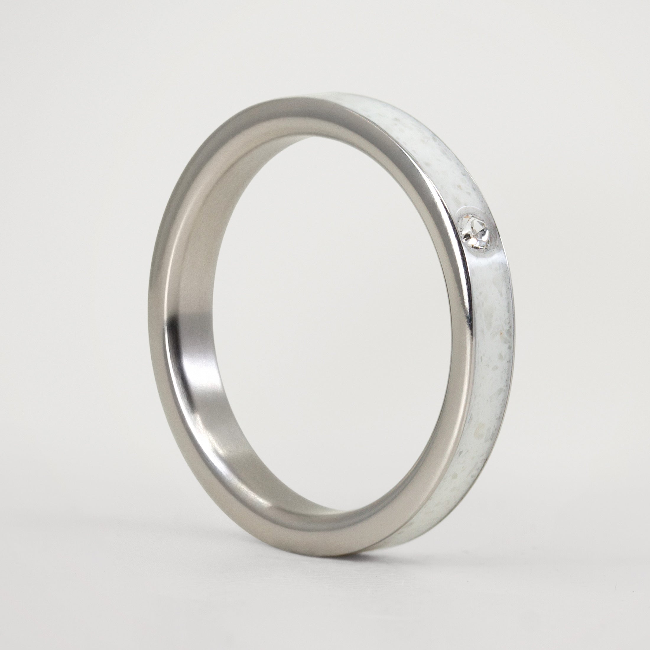 Carrara marble & titanium with crystal Ring