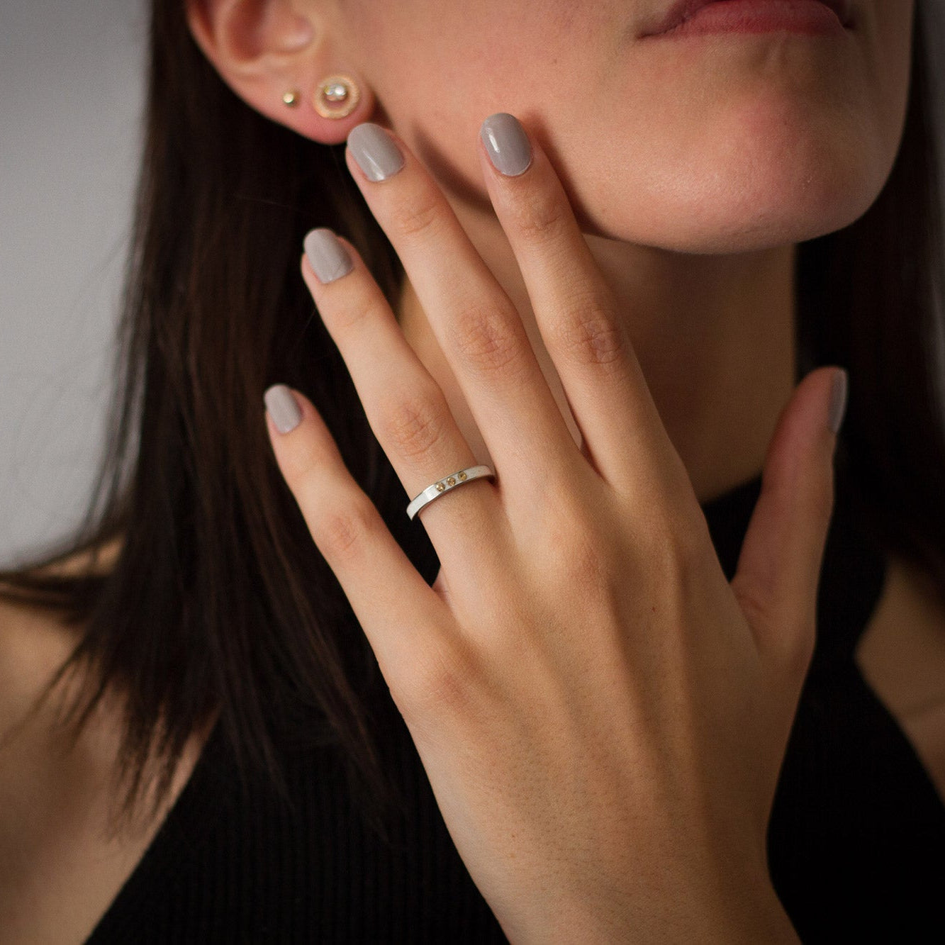 Carrara marble deluxe & titanium Ring