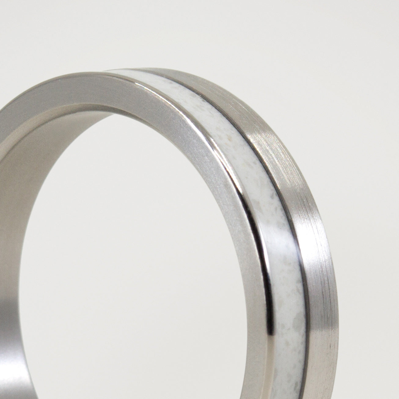 Carrara marble and brushed titanium Ring