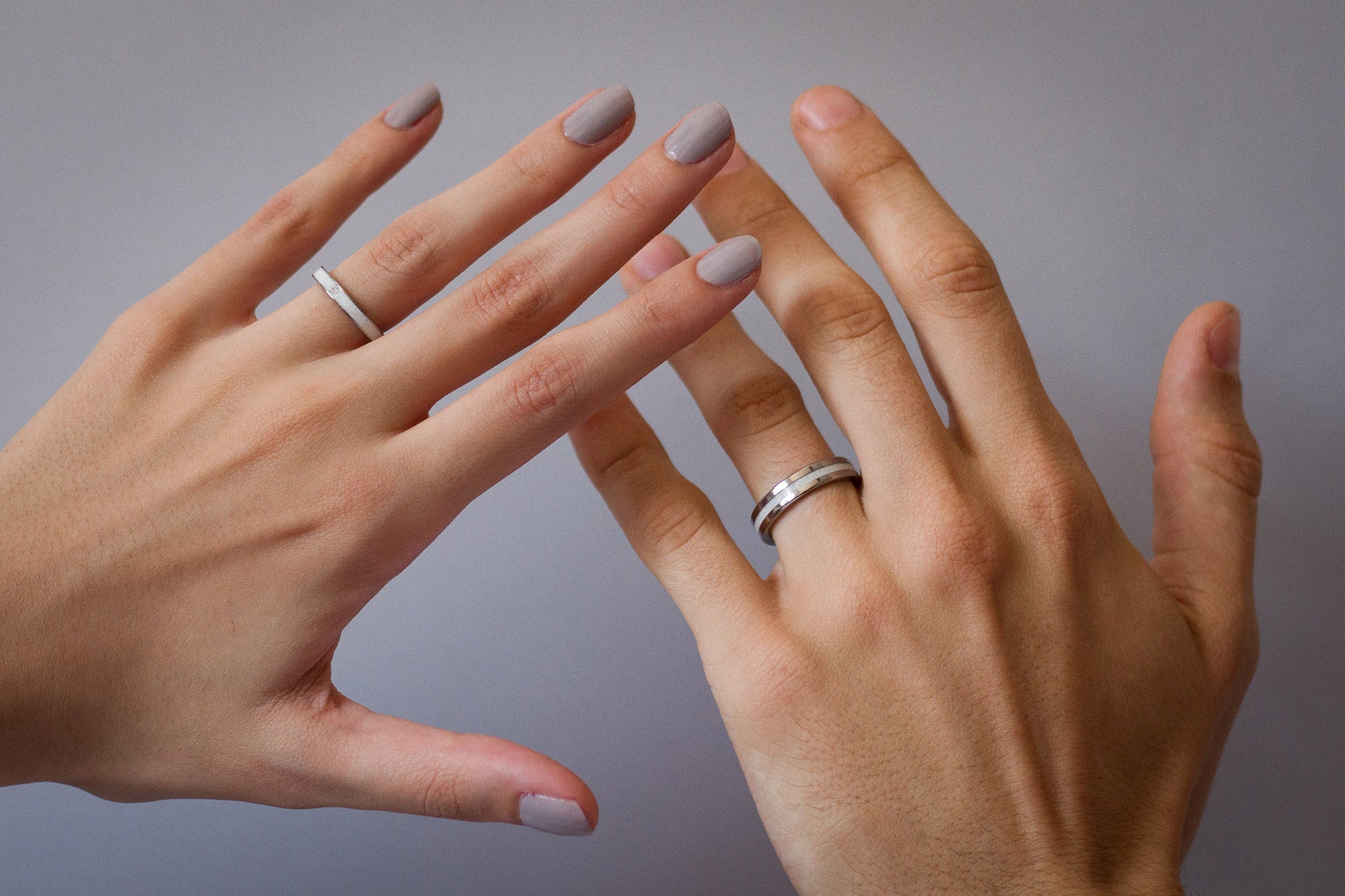 Carrara marble and polished titanium Ring