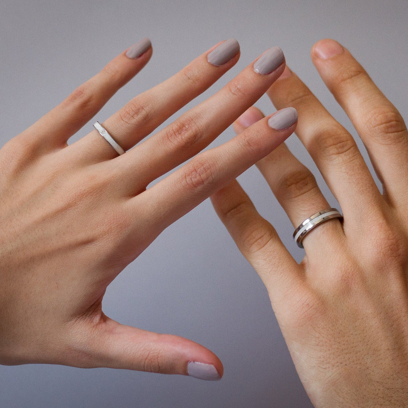 Carrara marble and polished titanium Ring