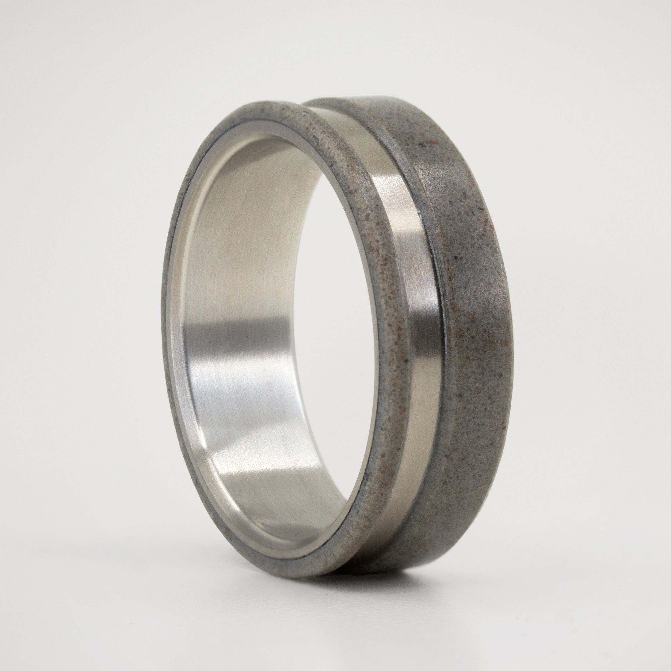 light Gray concrete and titanium ring