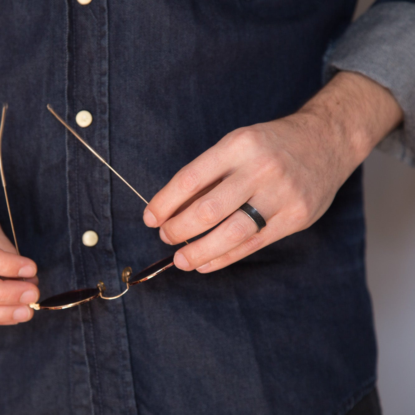 Black concrete and titanium Men Ring
