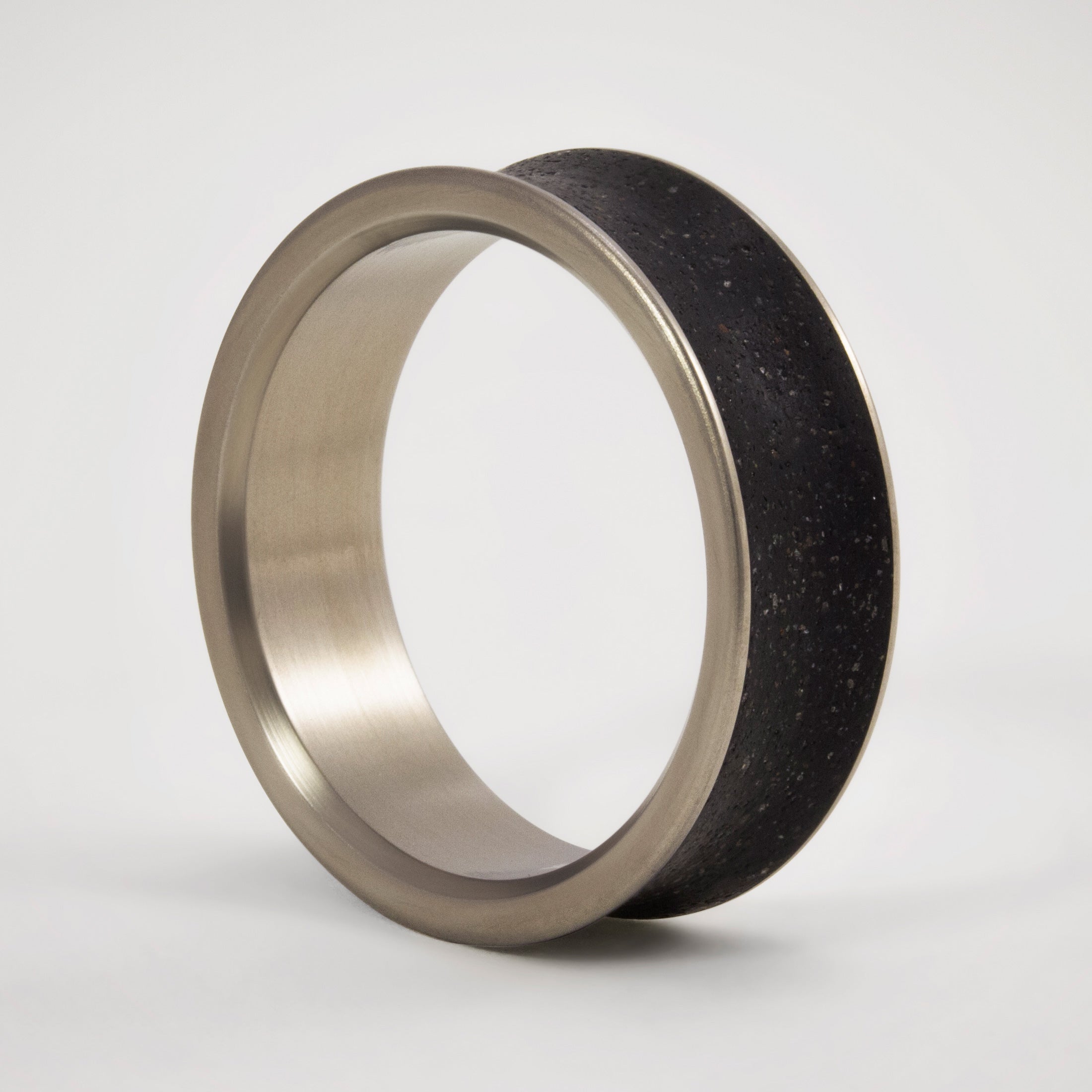 Black concrete and titanium Men Ring