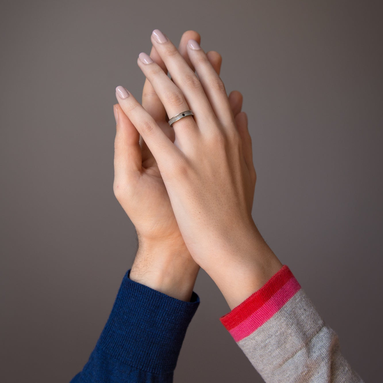 Gray concrete & titanium with crystal ring