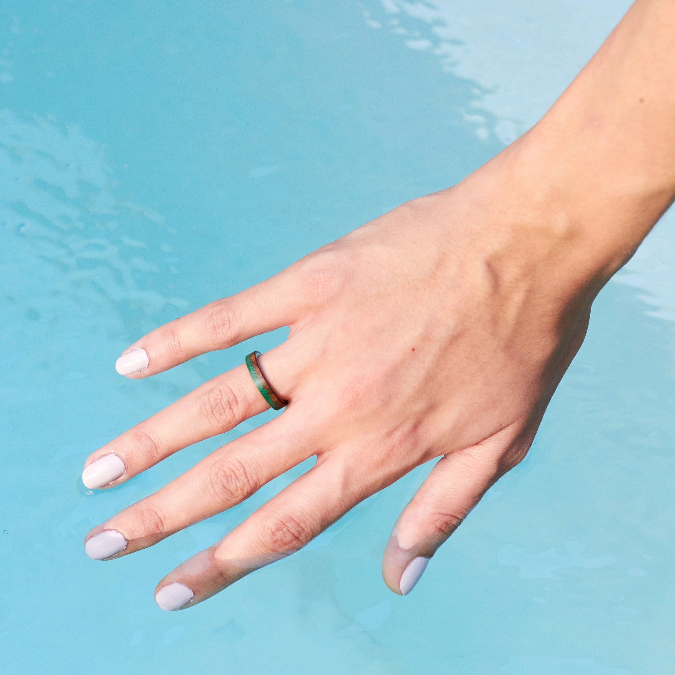 Green concrete wood & titanium ring