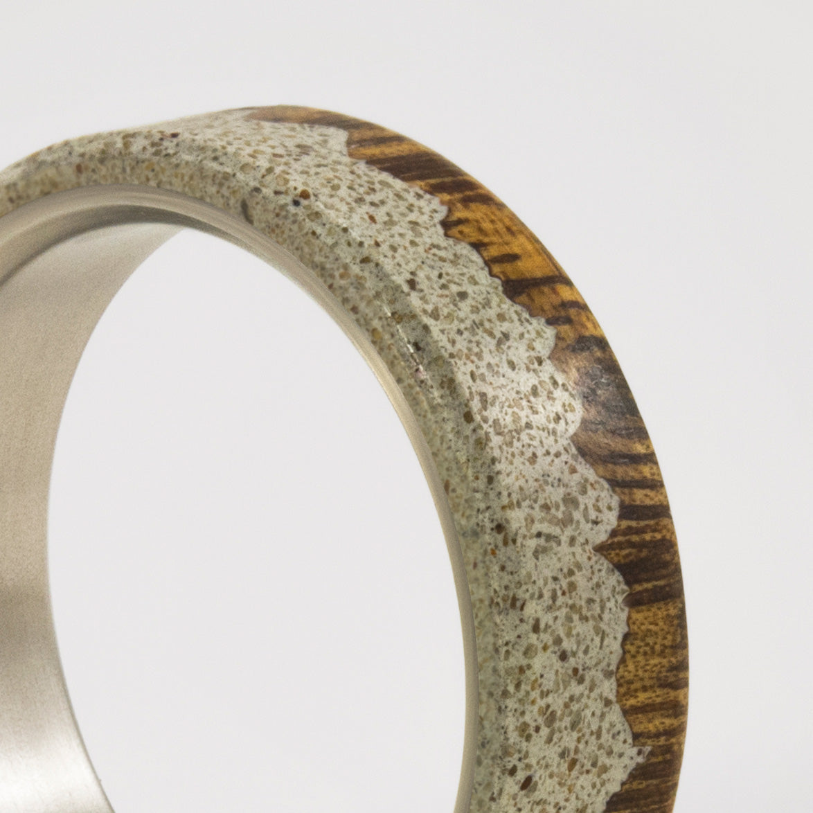 Gray concrete wood & titanium ring