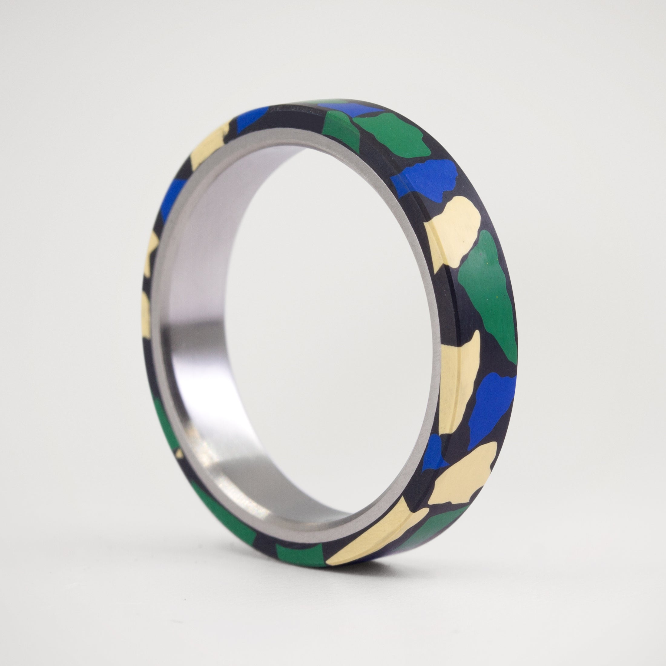 Black green and blue Terrazzo Ring