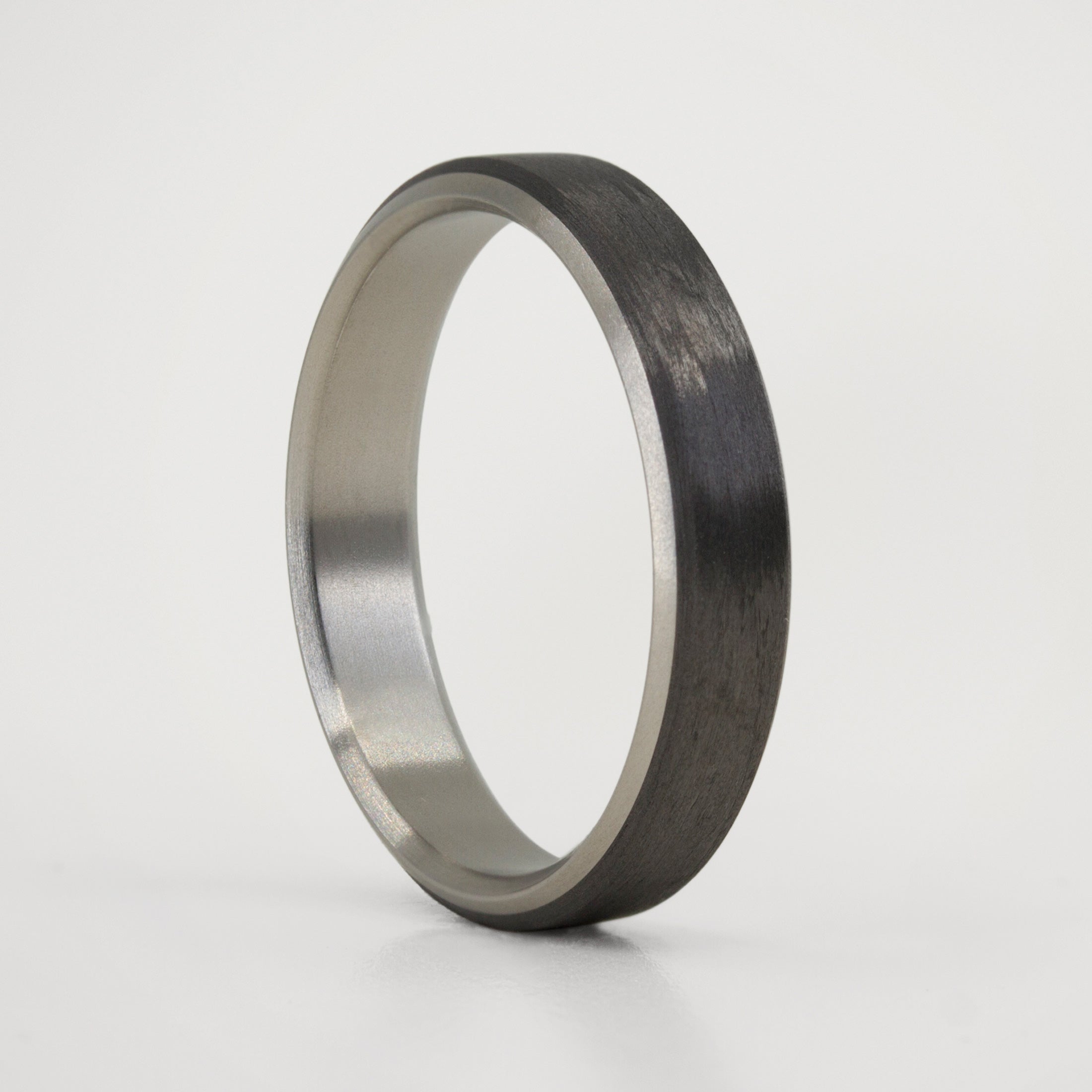 Carbon Fiber and titanium Beveled Women Ring