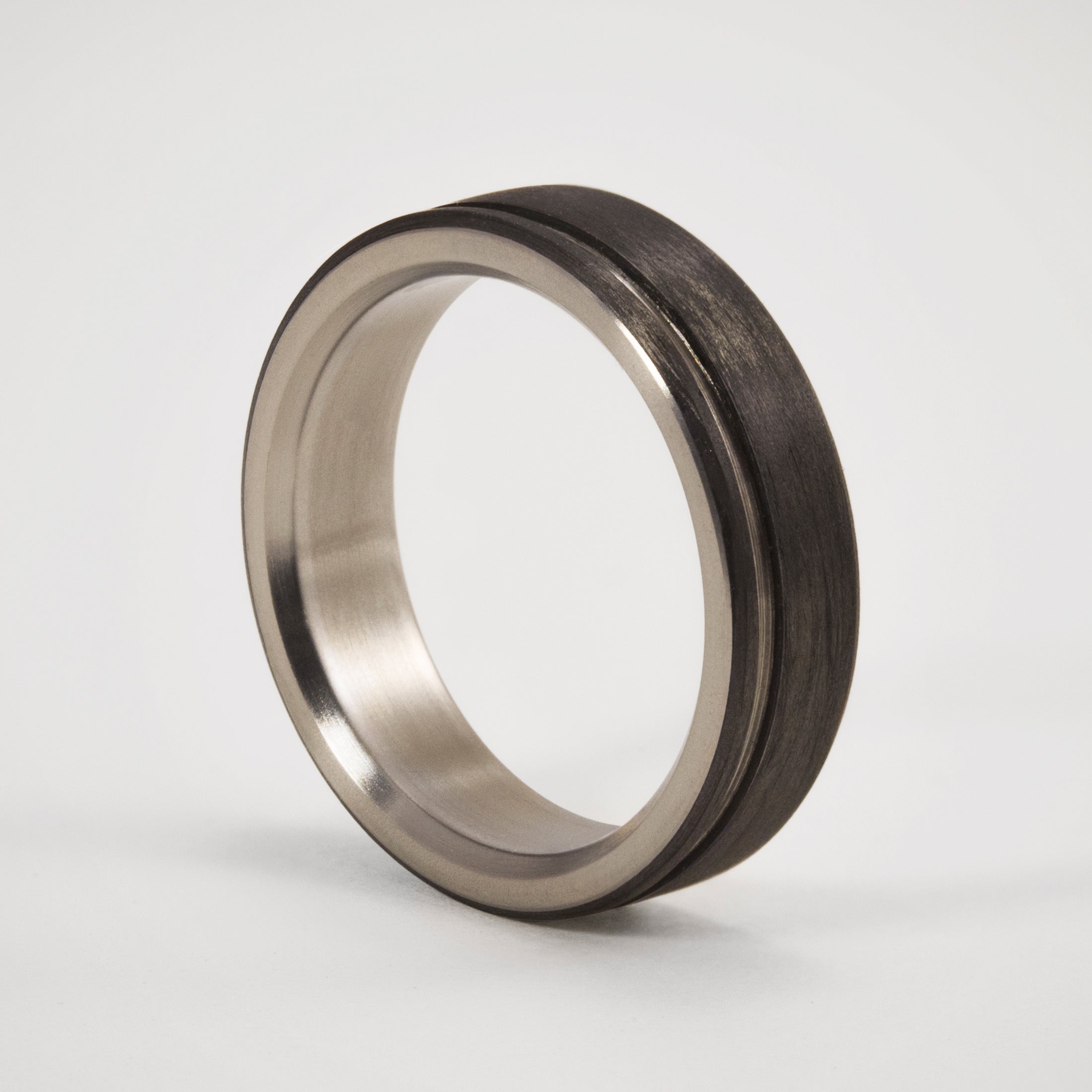 Carbon Fiber and titanium Low Relief Women Ring