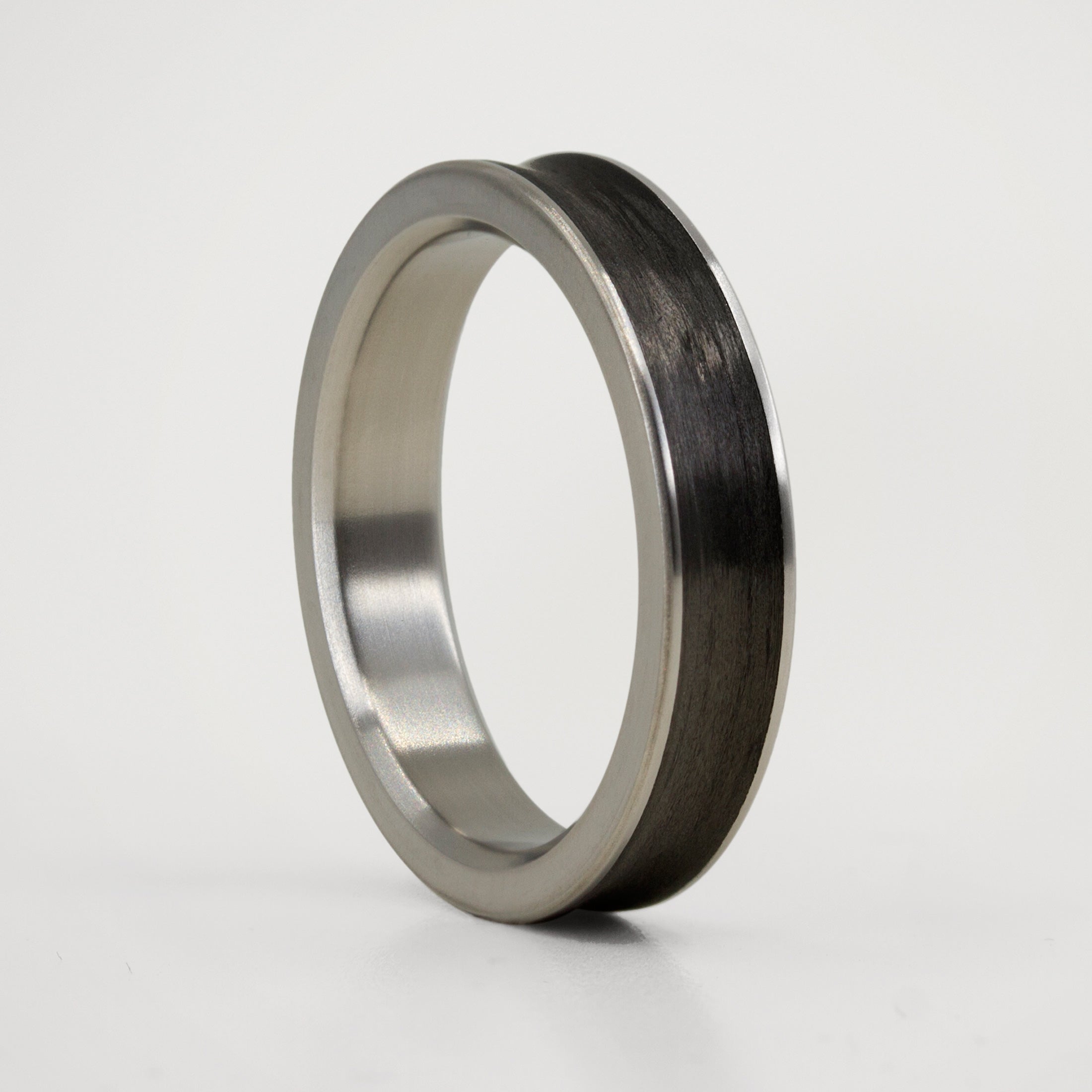 Carbon fiber and titanium Concave Women Ring