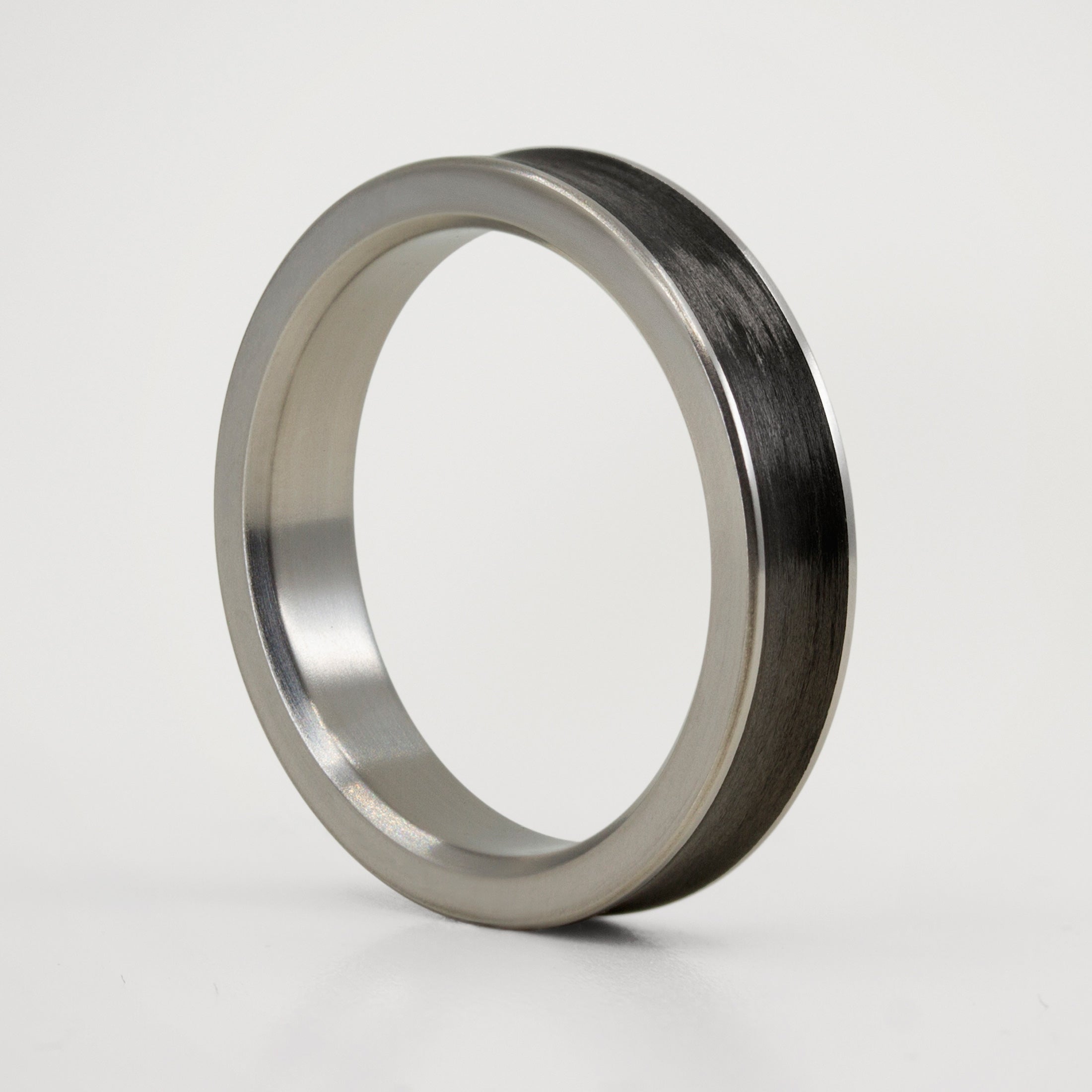 Carbon fiber and titanium Concave Women Ring