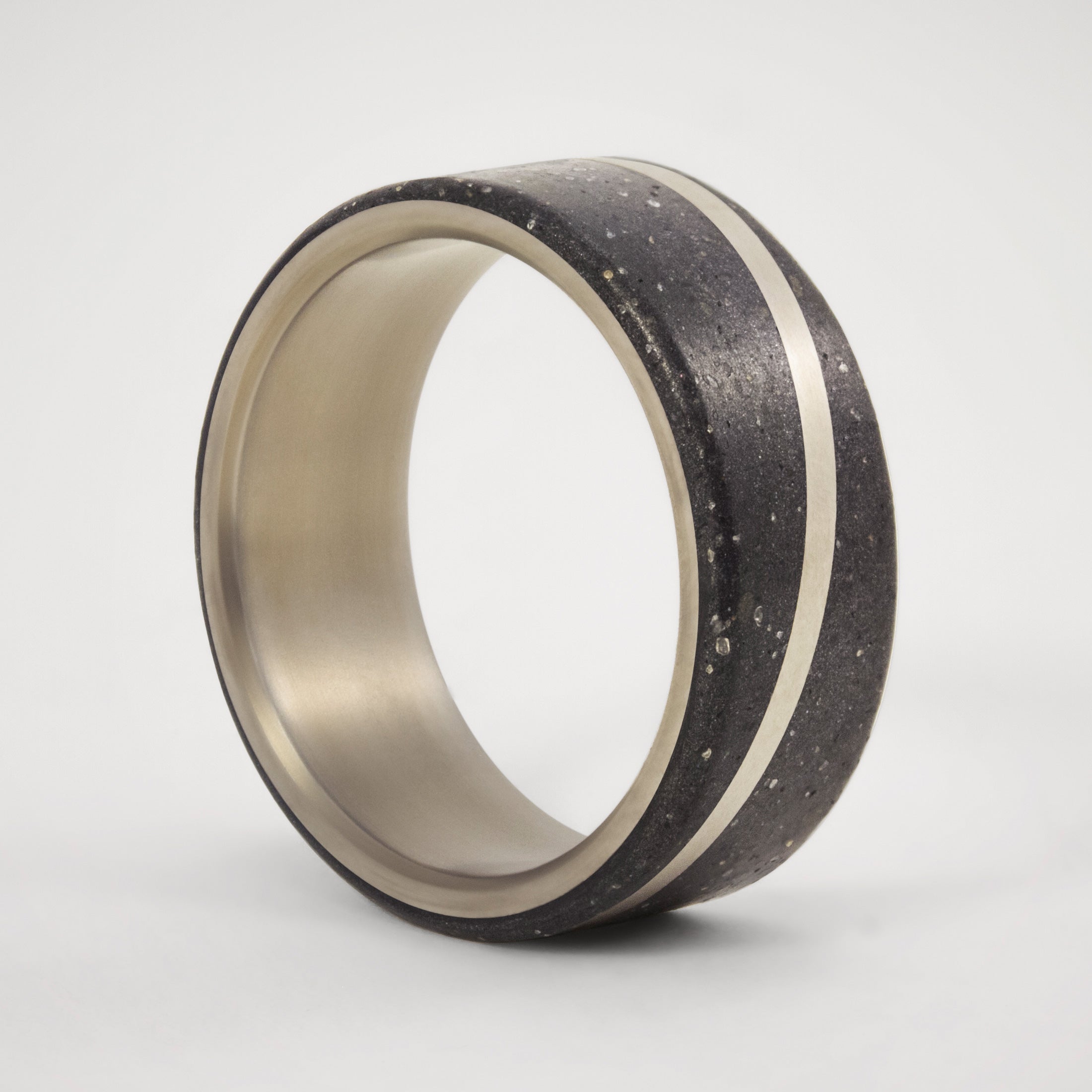 Black concrete with graphite and titanium Ring